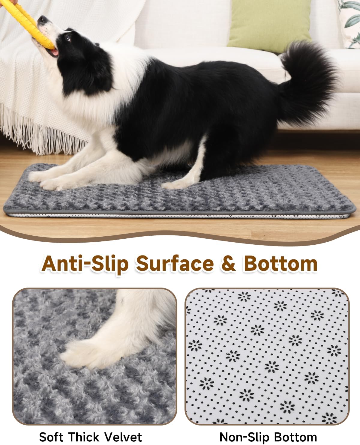 XXXL Dog Bed for Crate High Resilience Foam Crate Pad Mat for Large Dogs Washable Anti-Slip,53" x 36",Dark Gray