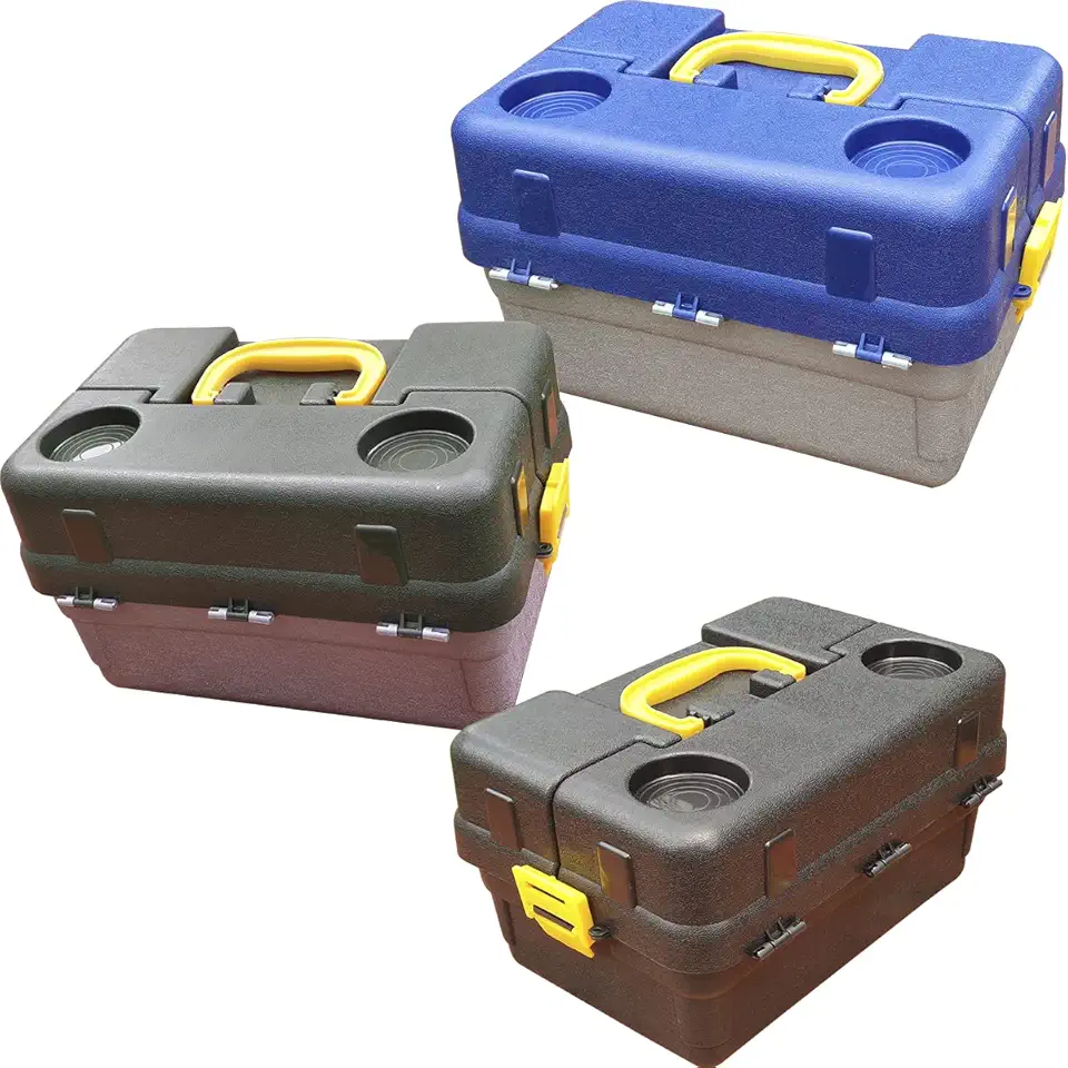 Maleta Pesca HI 6 Bandejas Caixa Pescaria Grande (Azul e Cinza)