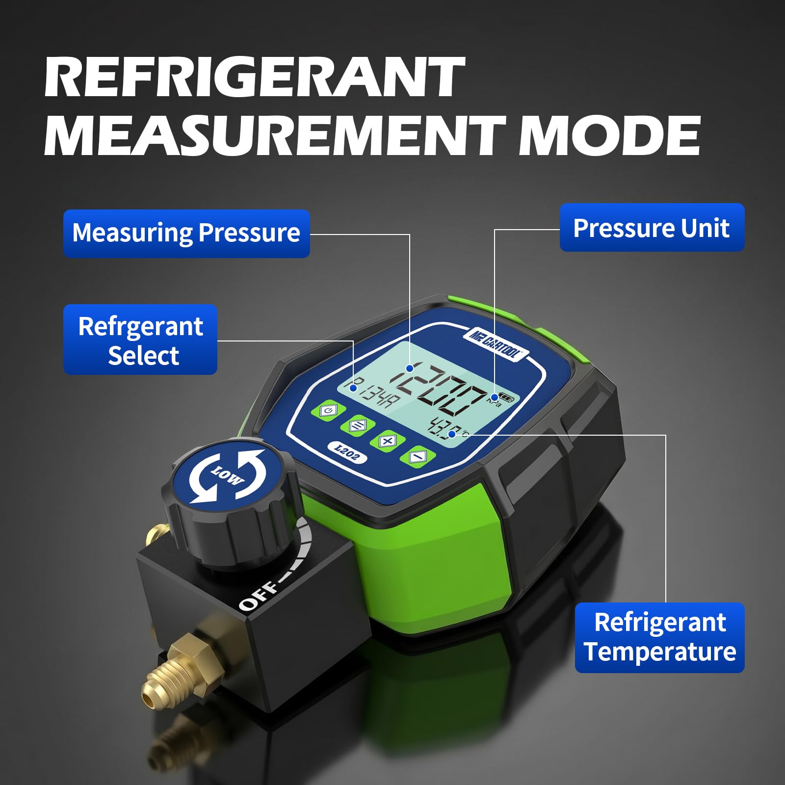 MR CARTOOL Manometro Digitale Gas Bassa Pressione HVAC Refrigerante Collettore Manometri Digitali per Sistemi di Refrigerazione Condizionatori R32 R410a