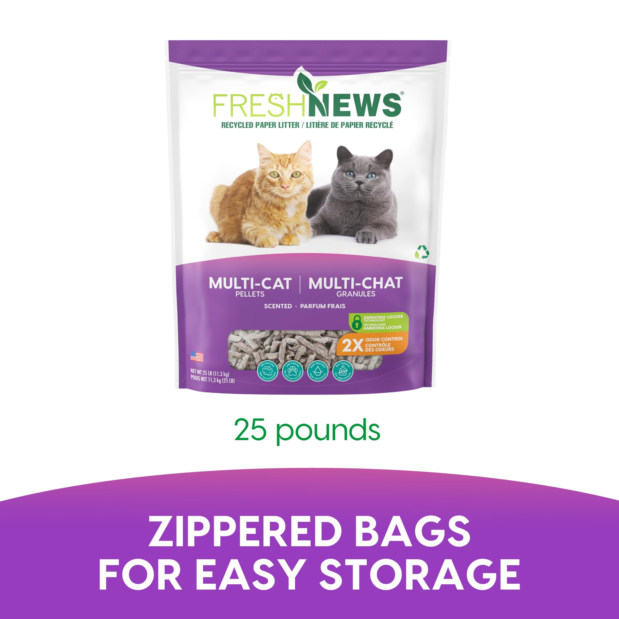 Fresh News Arena de Papel para Gatos Multi Cat Que no se aglutina, Bolsa de 25 Libras