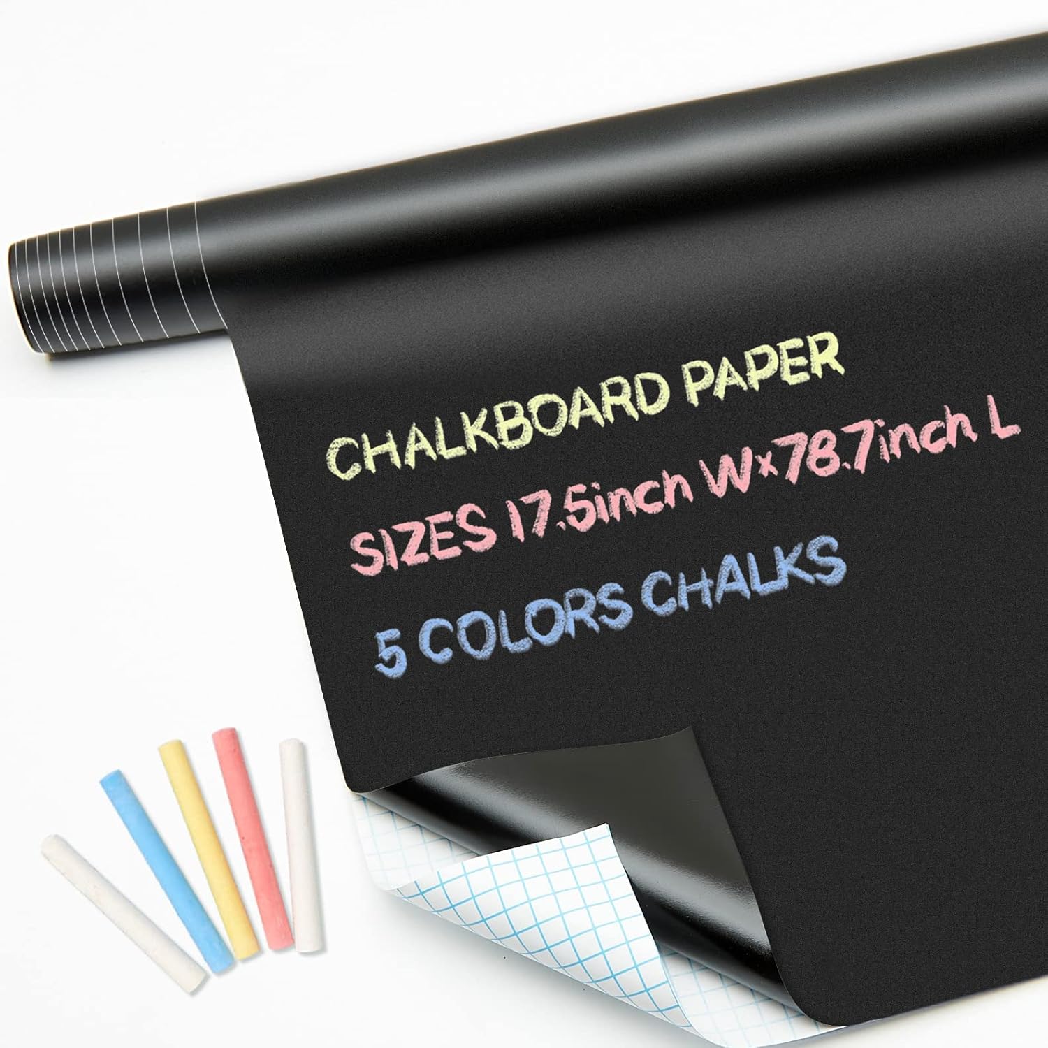 Chalkboard Contact Paper Roll 17.3” x 78.7” (6.5 Feet