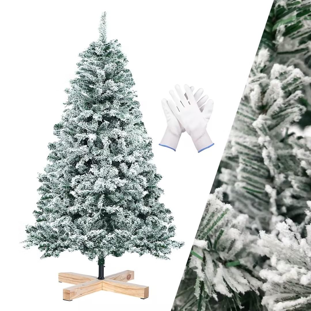 Outroad Snow Albero Di Natale Artificiale Floccato 1,8 M – Pino Verde E Bianco Con Rami Lussureggianti E Supporto In Metallo