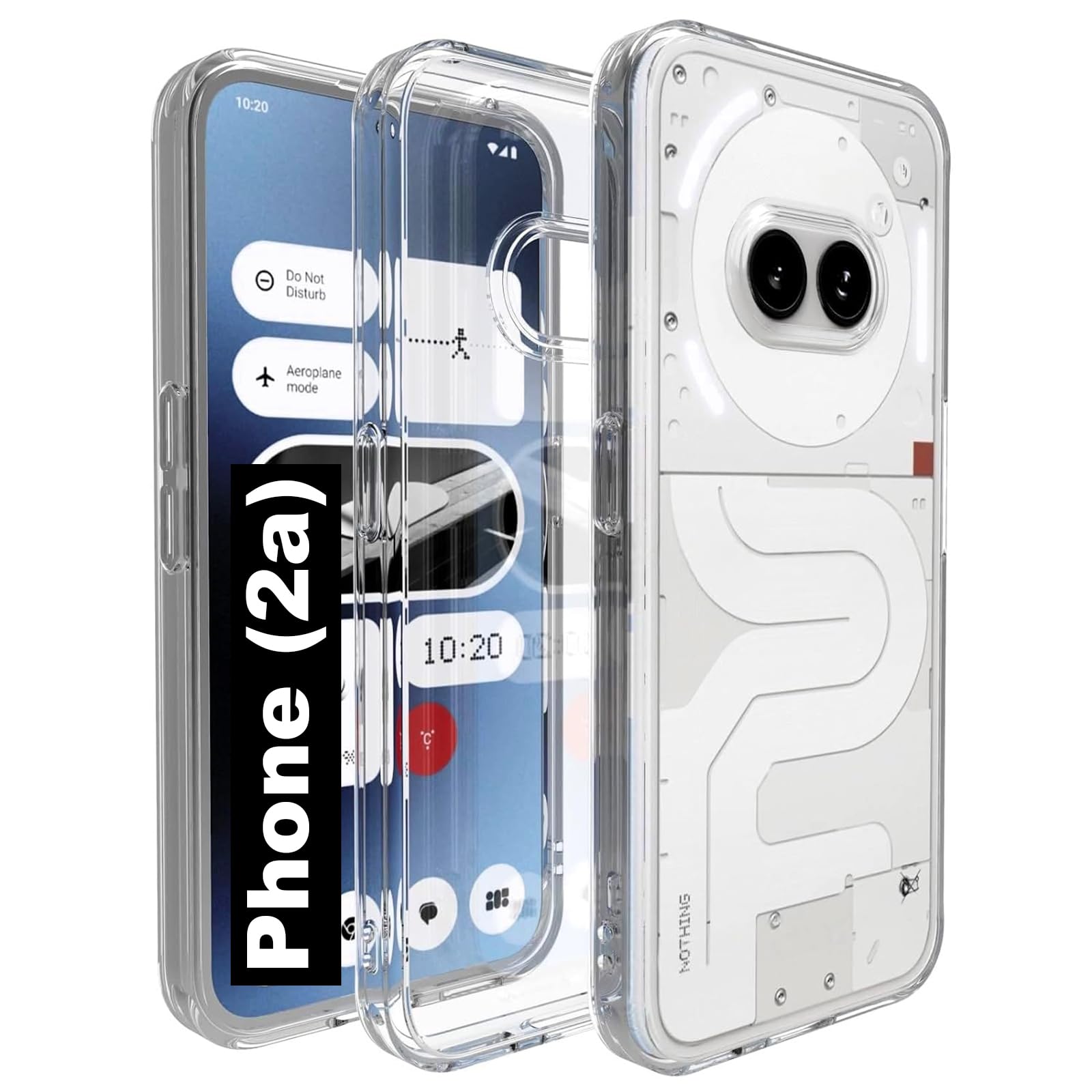 RIGGEAR Shockproof Clear Hybrid Armor Back Cover Case Compatible with Nothing Phone 2A / Phone 2A Plus (Transparent TPU + PC)