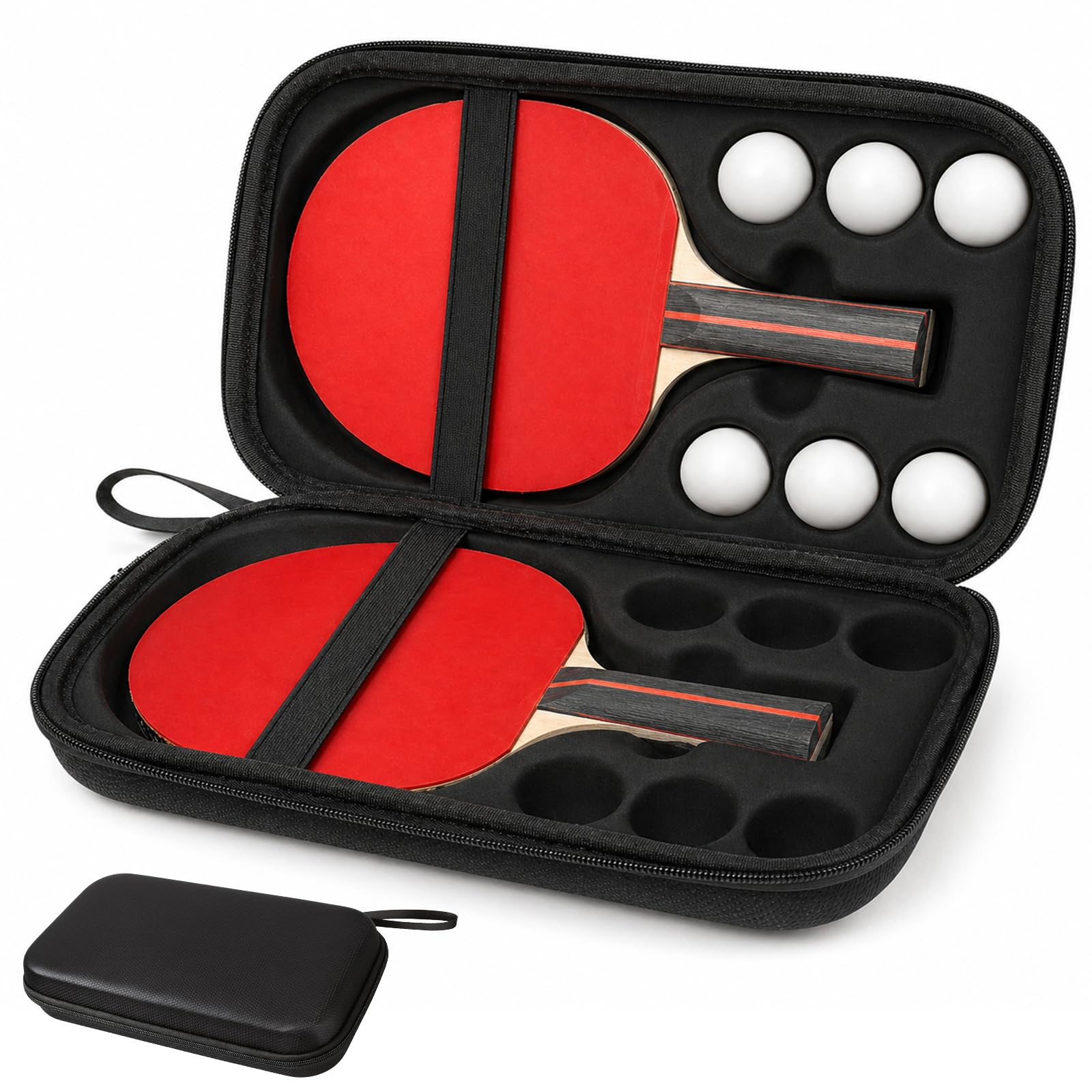 Eva Table Tennis Racket Cover for 2 Rackets and 6 Balls