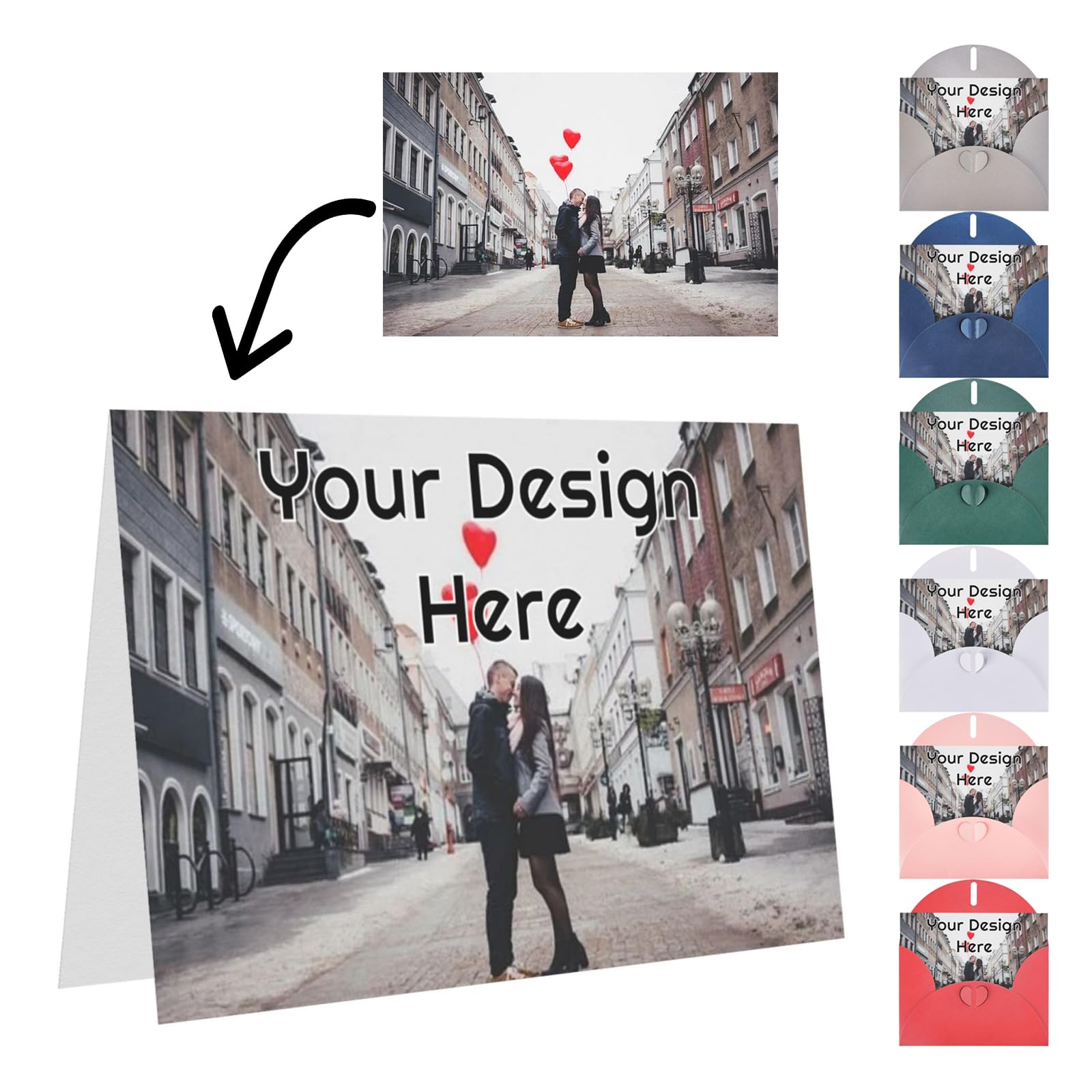 Jgksbqv Personalized Greeting Cards with Photo Custom Business Thank You Trademark Note Card with Envelopes Add Photo Text Logo for Birthday Weeding