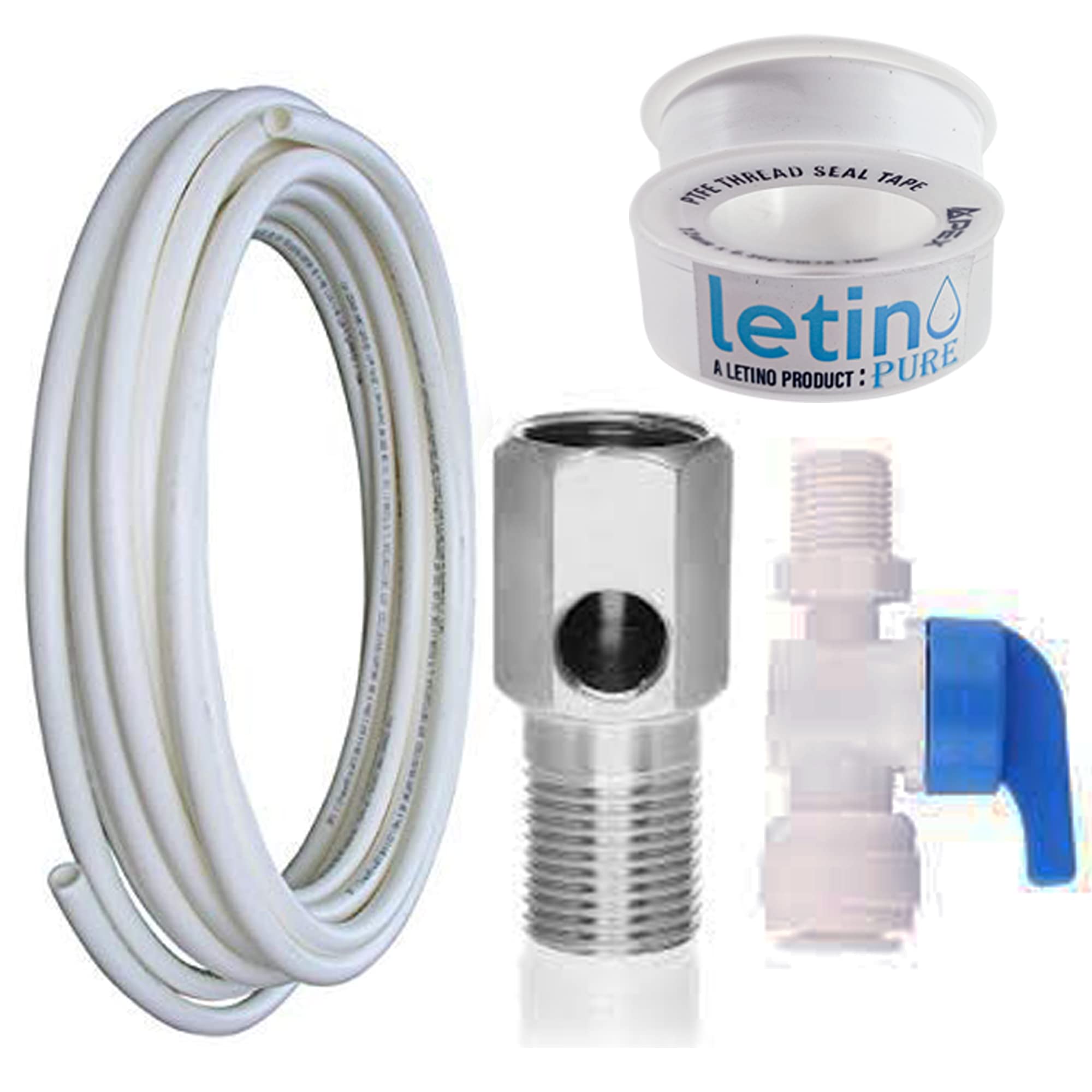 Letino Brass & Plastic Coupling Inlet 1 Tafloon Tape with 2 Meter Pipe for RO/UF/TDS Water Purifiers 1/4 Size Pipe Solid Filter Cartridge-image-4