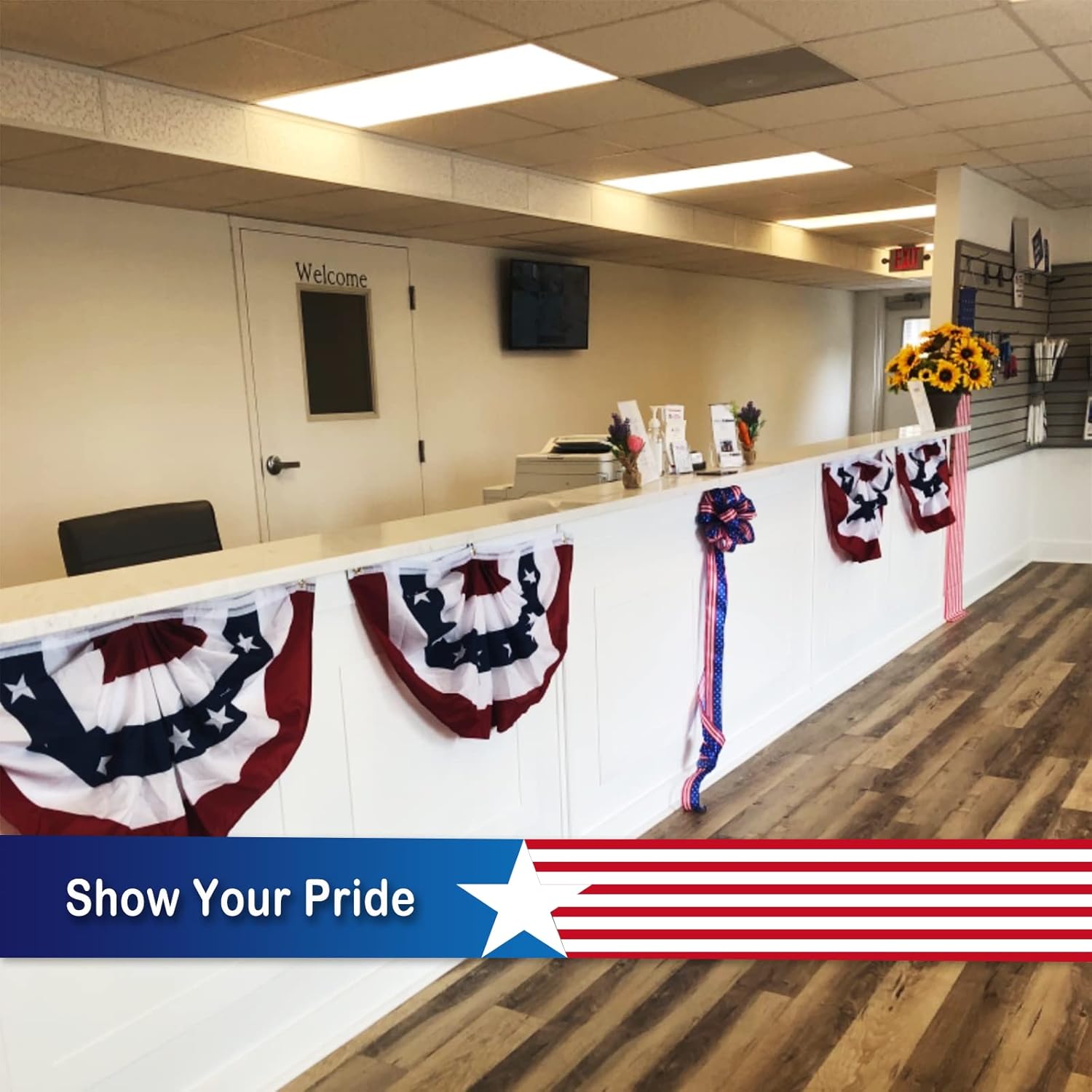 SYII Bunting Flag 1.5x3 Feet Outdoor, Embroidery Stars American US Bunting Flags with 3 Brass Grommets, Patriotic Half Fan Banner for Fourth of July Decor, 4th of july Decorations Outdoor - Image 7