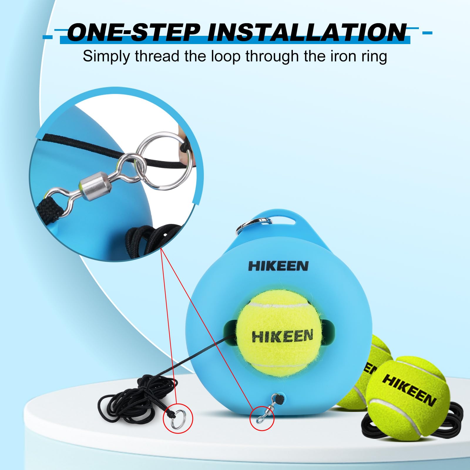 BOOSTEADY Premium Tennis Trainer Rebound with Metal Base,Portable Solo Tennis Trainer Set with 3 Highly Elastic String Balls,Tennis Practice Equipment for Adult Kids an Beginners