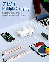 Vista 4 de BESTEK - Adaptador de viaje universal convertidor de voltaje de 100-220 V a 110 V de 250 W con carga USB de 6 A y 4 puertos, 3 tomas de CA