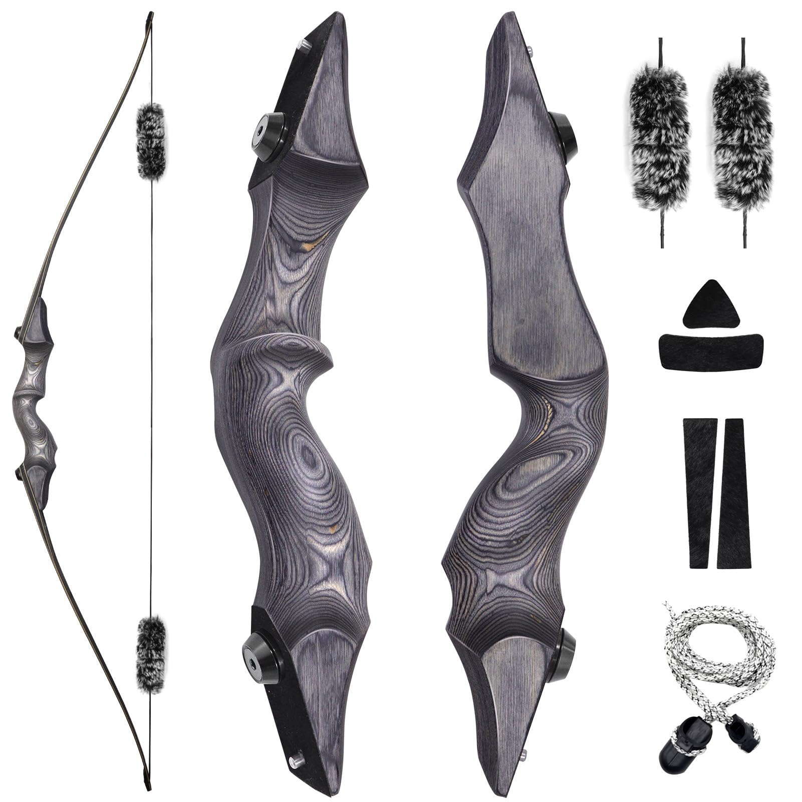 OBTOUTDOOR Archery Takedown Longbow 60inch 20lbs-60lbs Right Hand Traditional Wood Hunting Bows for Target Shooting Practice (20)