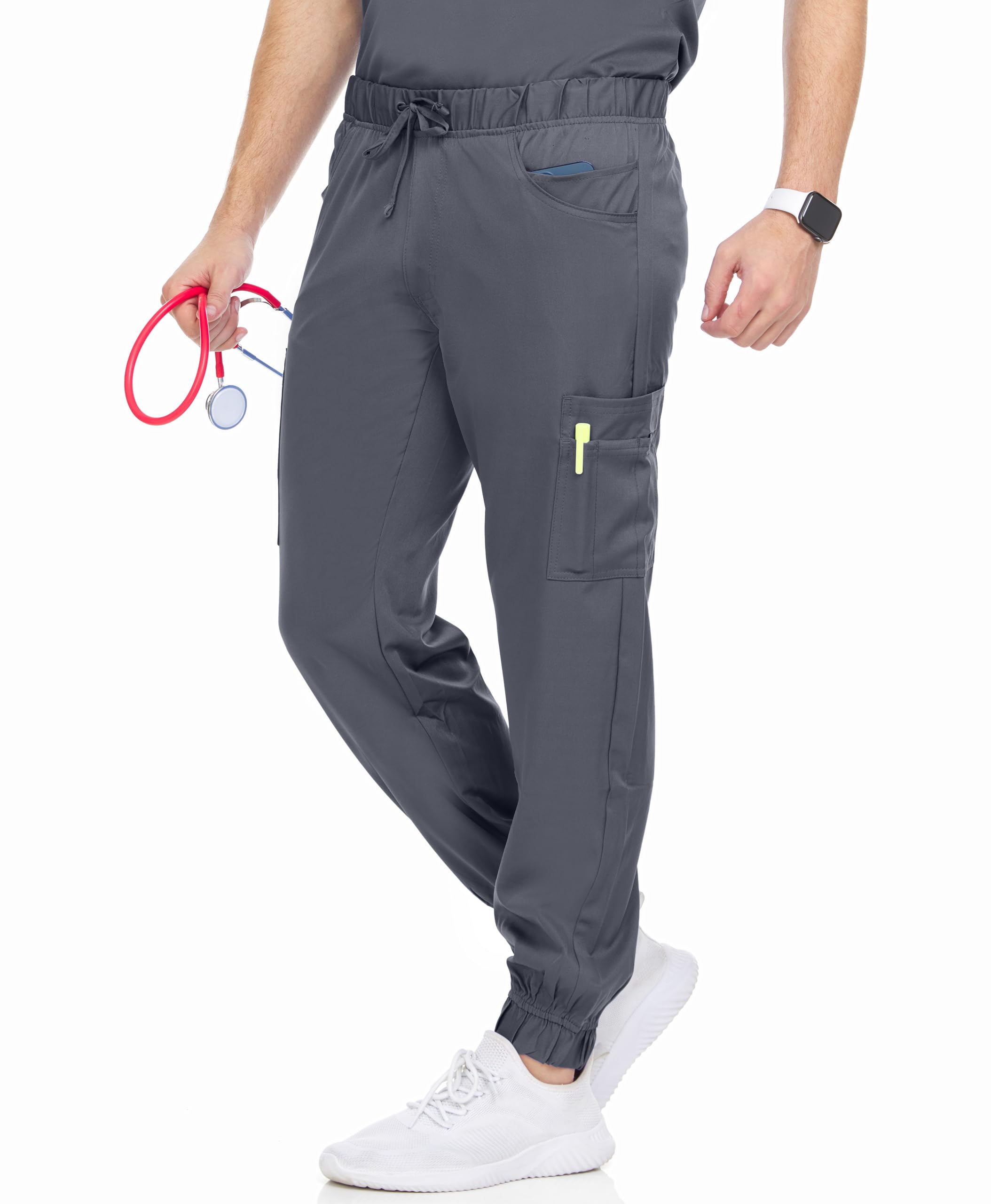 MediChic Men's Stretch Scrub Joggers - 6-Pocket, Comfortable & Durable Medical Pants, Perfect for Healthcare & Nursing