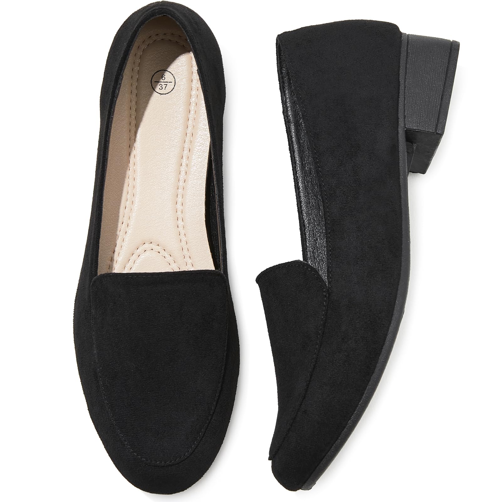 HEAWISH Women's Loafers Slip on Low Heel Shoes,Closed Toe Pumps Dress Shoes,Casual Loafer Work Flats Wedding Shoe