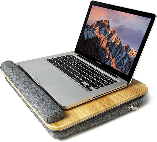 Escritorio portátil para laptop con reposamuñecas acolchado, se adapta a portátiles de hasta 17 pulgadas, escritorio de regazo con soporte para