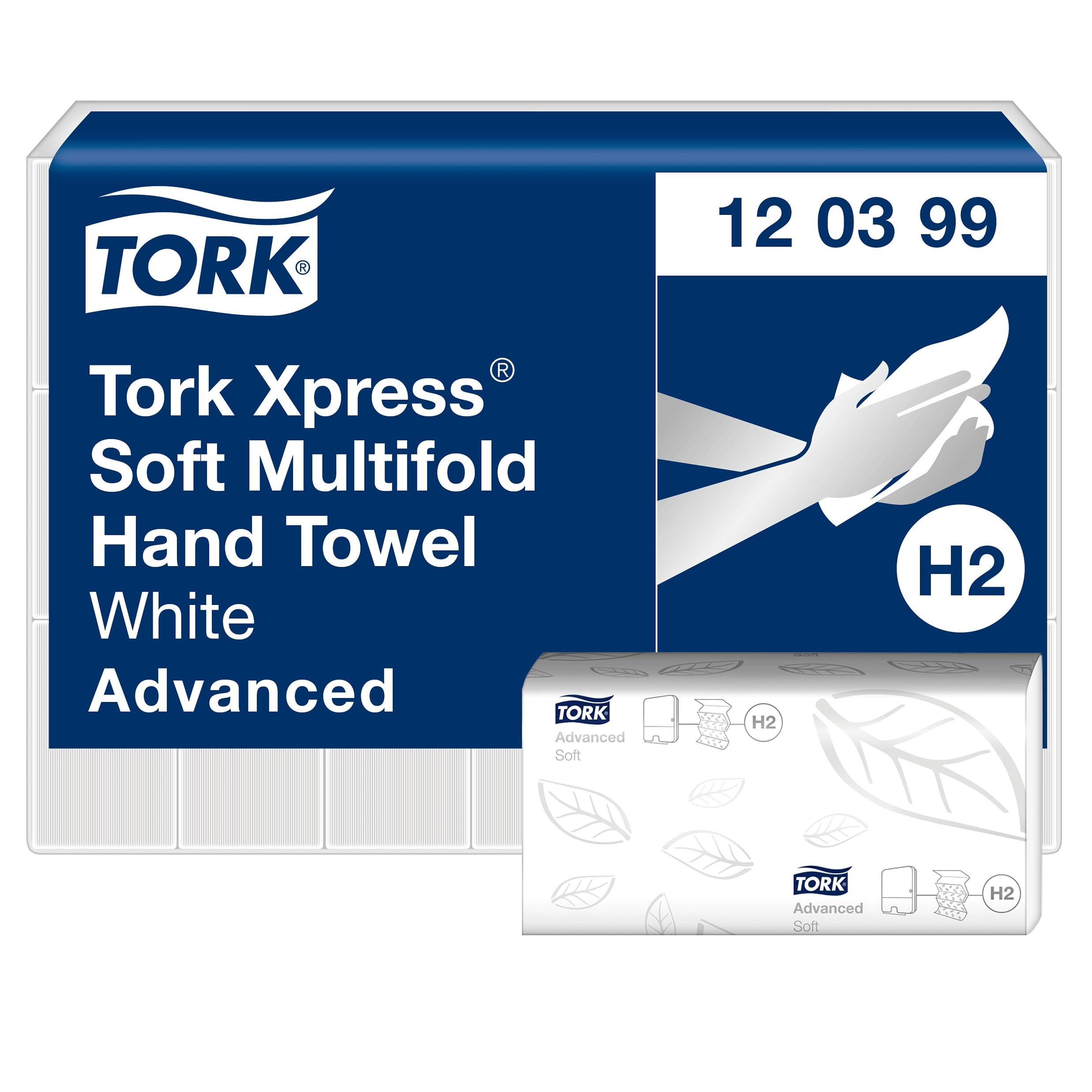 Tork Xpress Grands essuie-mains interfoliés blancs H2, Advanced, 2 plis, absorbants, 21 x 136 feuilles, 120399