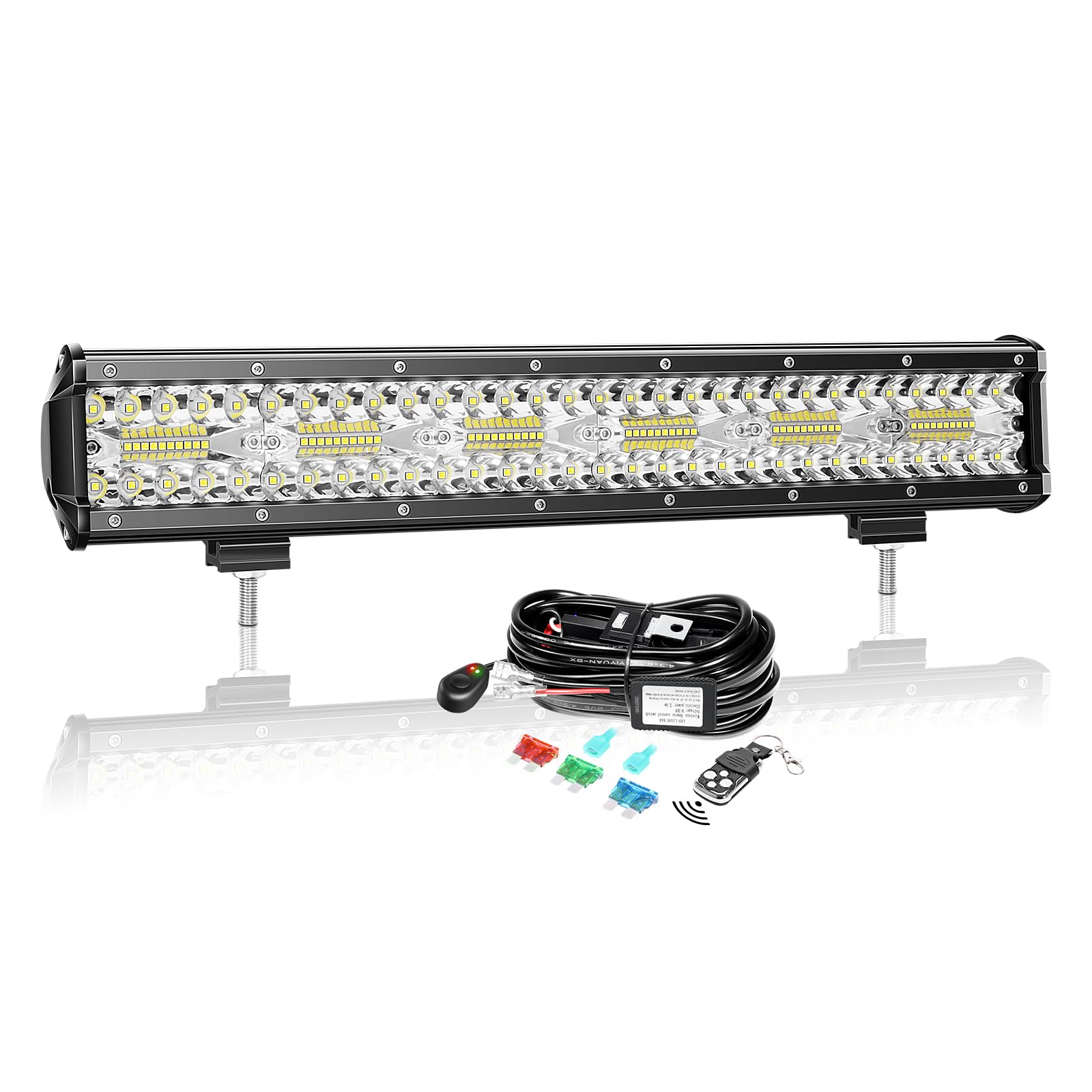 AUXTINGS 18 cali, 45 cm, 360 W, listwa oświetleniowa LED ze stroboskopową wiązką przewodów 12 V, 3 rzędy punktowe i powodziowe listwa świetlna do pojazdów offroad samochodów ciężarowych SUV 4x4, 6001K