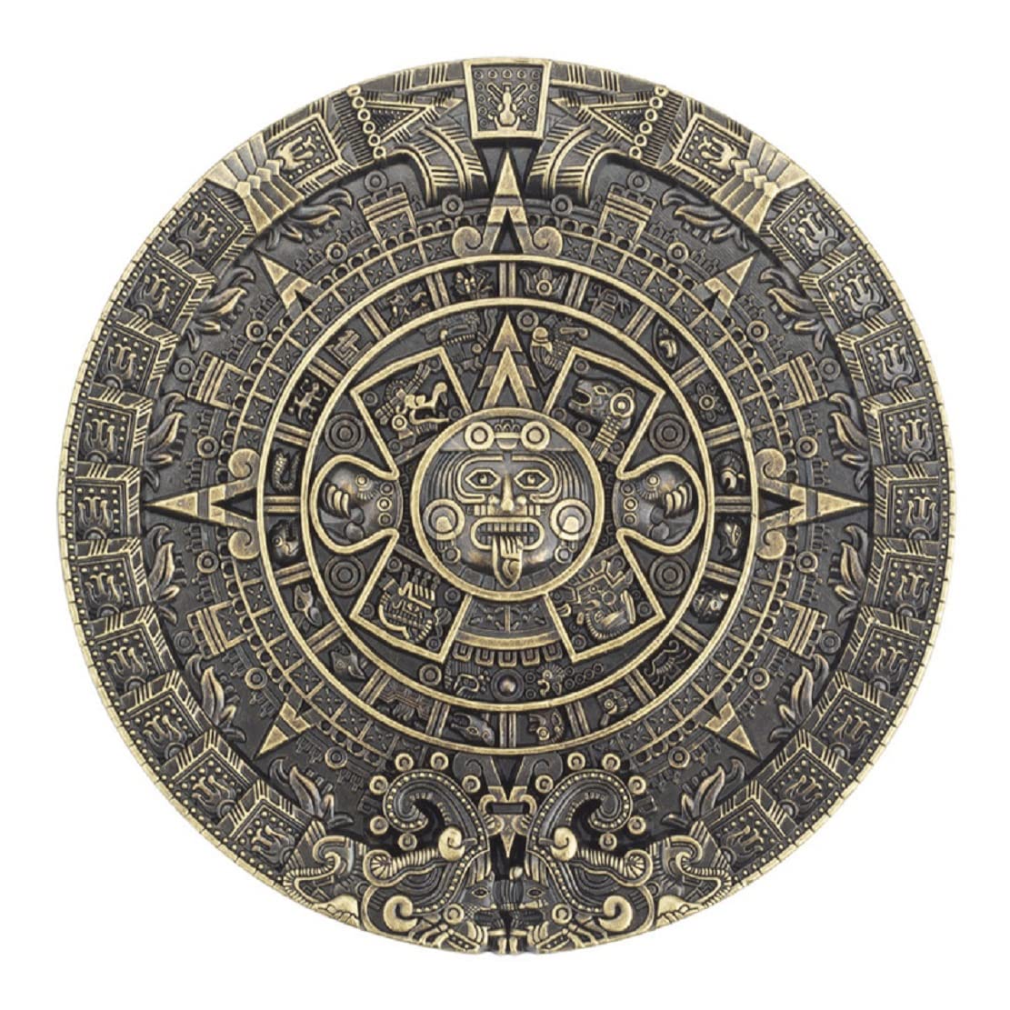 Aztec Calendar Belt Buckle for Men - Mayan Indian Vintage Round Western Cowboy
