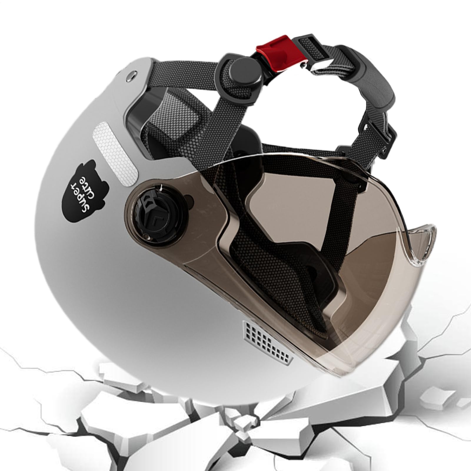 Demi-casque de moto - Casque de sécurité multi-sport avec pare-soleil, cruiser et scooter - Pour homme et femme - Léger - Protection urbaine - 45 à 65 cm