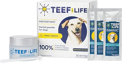 TEEF for Life Protektin42 aditivo de agua dental derivado de plantas para perros, cuidado dental diario, fórmula clínicamente probada que combate