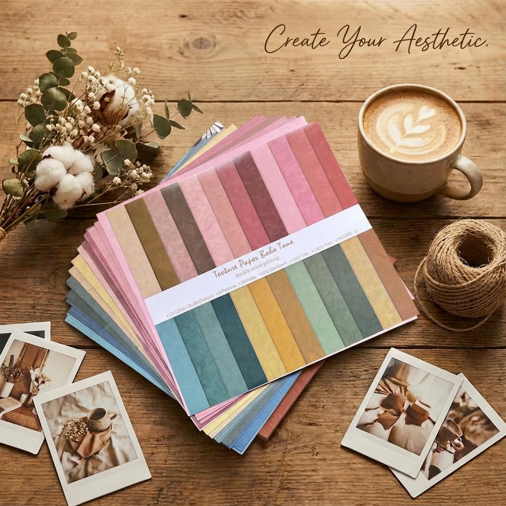 Papier do scrapbookingu, 30 x 30 cm, 24 arkusze dwustronnego, dekoracyjnego wzorzystego kartonu, bezkwasowy i ligninowy, do scrapbookingu, dziennika śmieci, albumu fotograficznego, rękodzieła DIY