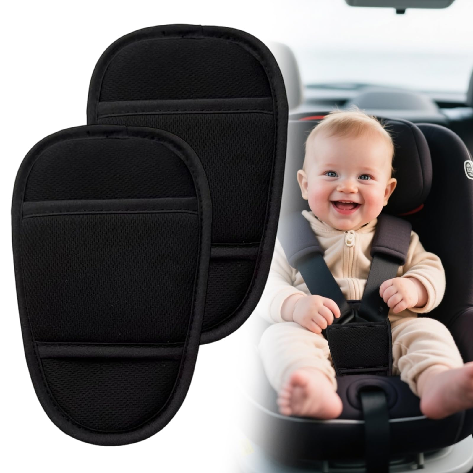 2 Pezzi Para-Inguine per Passeggino Bebè, Para-Inguine Comfort Universale per Neonati, Bambini Piccoli e Bambini, Cuscino Cintura Passeggino per Seggiolino