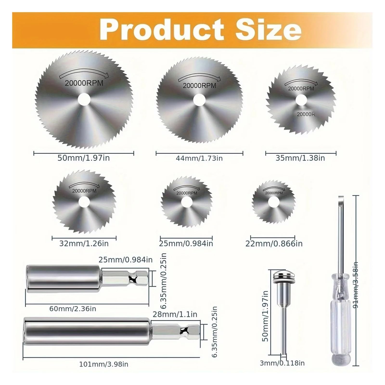 Lame for sega 10 pezzi, codolo esagonale da 1/4", adatte universali for smerigliatrici, dischi in metallo/legno/plastica, rotanti durevoli(6Pcs 100mm 6mm Rod)