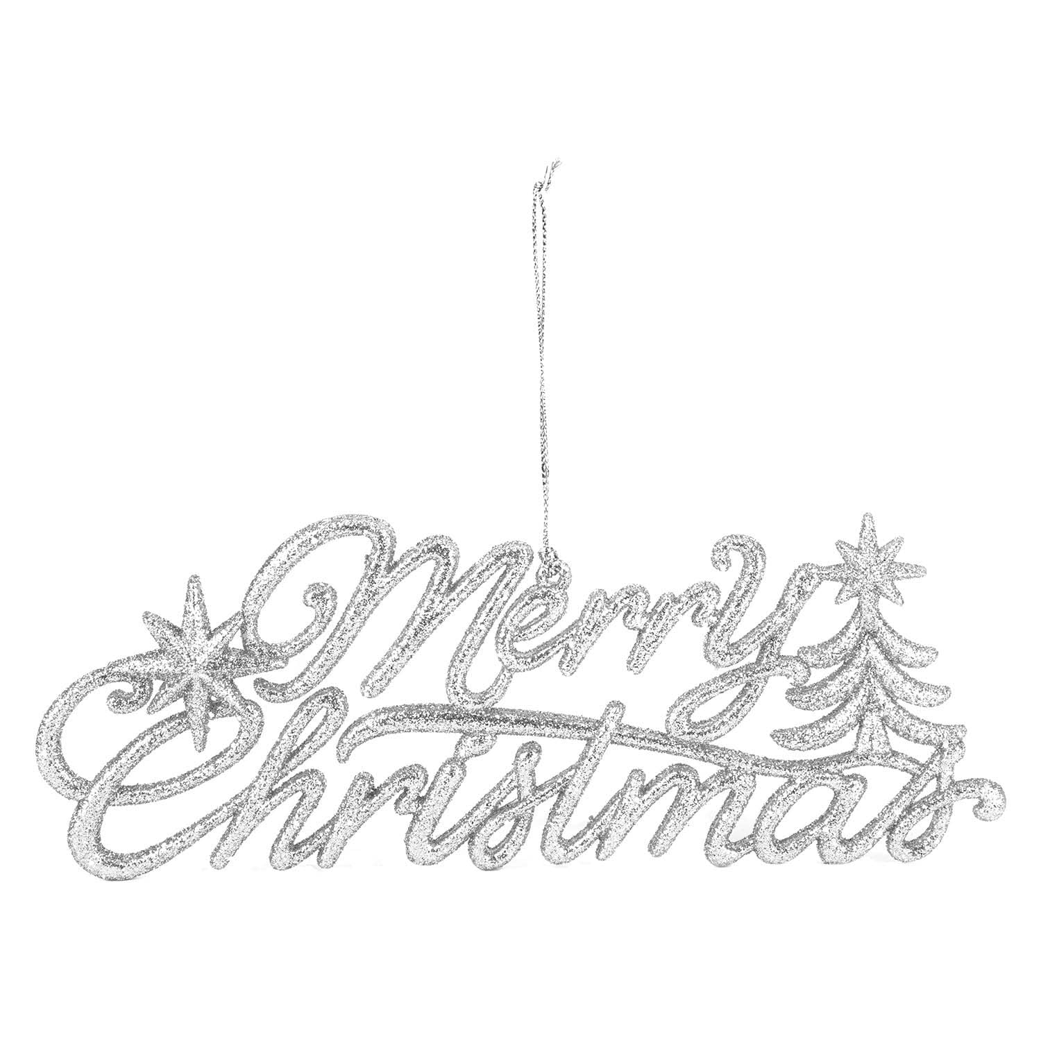 VFM e-Store - Christmas Merry Christmas Hanging Decoration Festive Indoor Xmas Ornaments - 14cm X 20cm White X 1