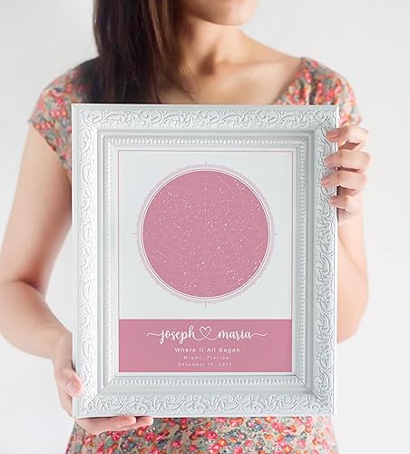 Vista 11 de Personalized Star Map With Specific Dates & Place - Custom Constellation Map Print, Unframed - Special Occasion Star Chart Wall Art - Great Black