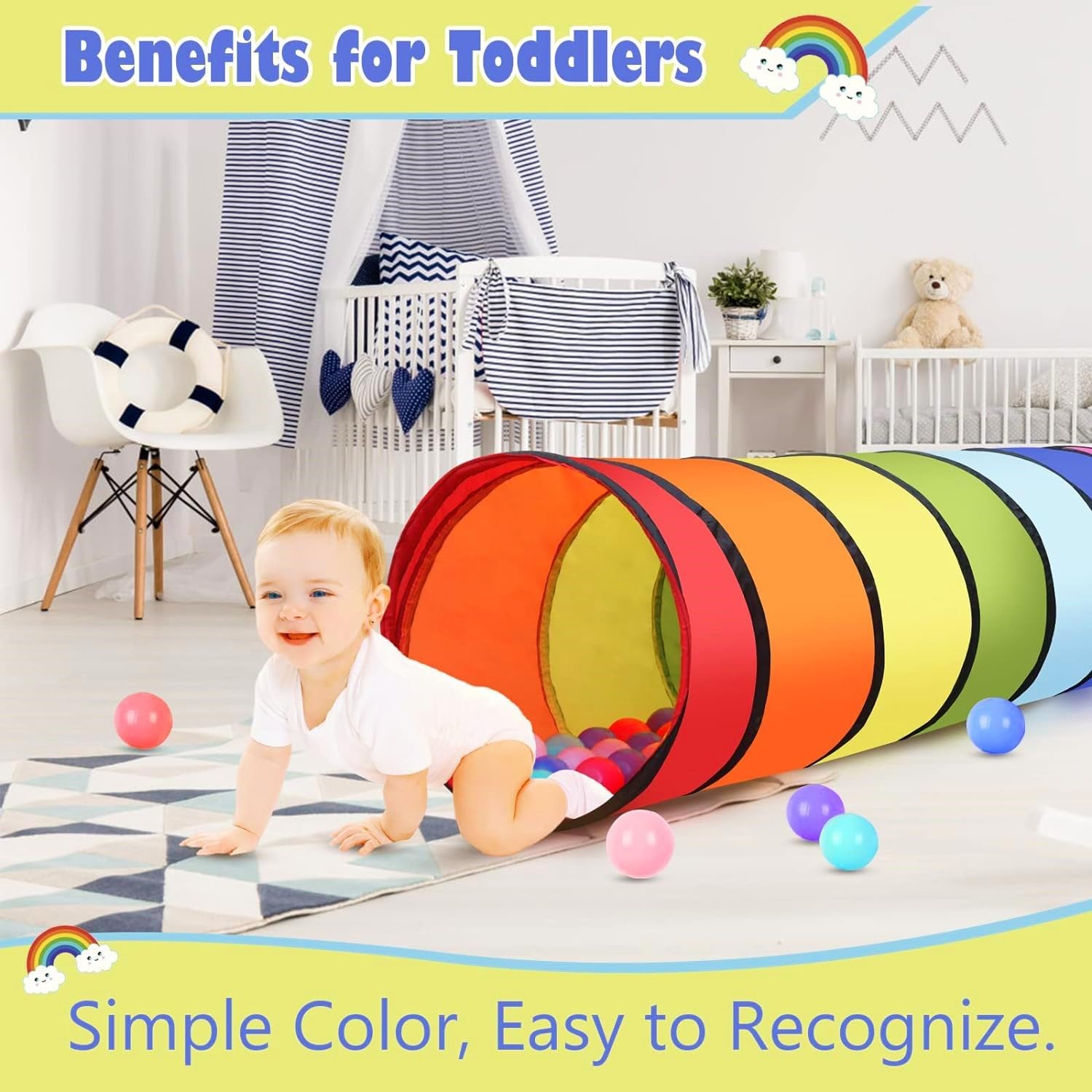 Tunnel Per Bambini 180cm | Tenda Gioco Pop-Up | Arcobaleno Colorato | Interno/Esterno | Regalo Per Ragazzi E Animali - Foto 12