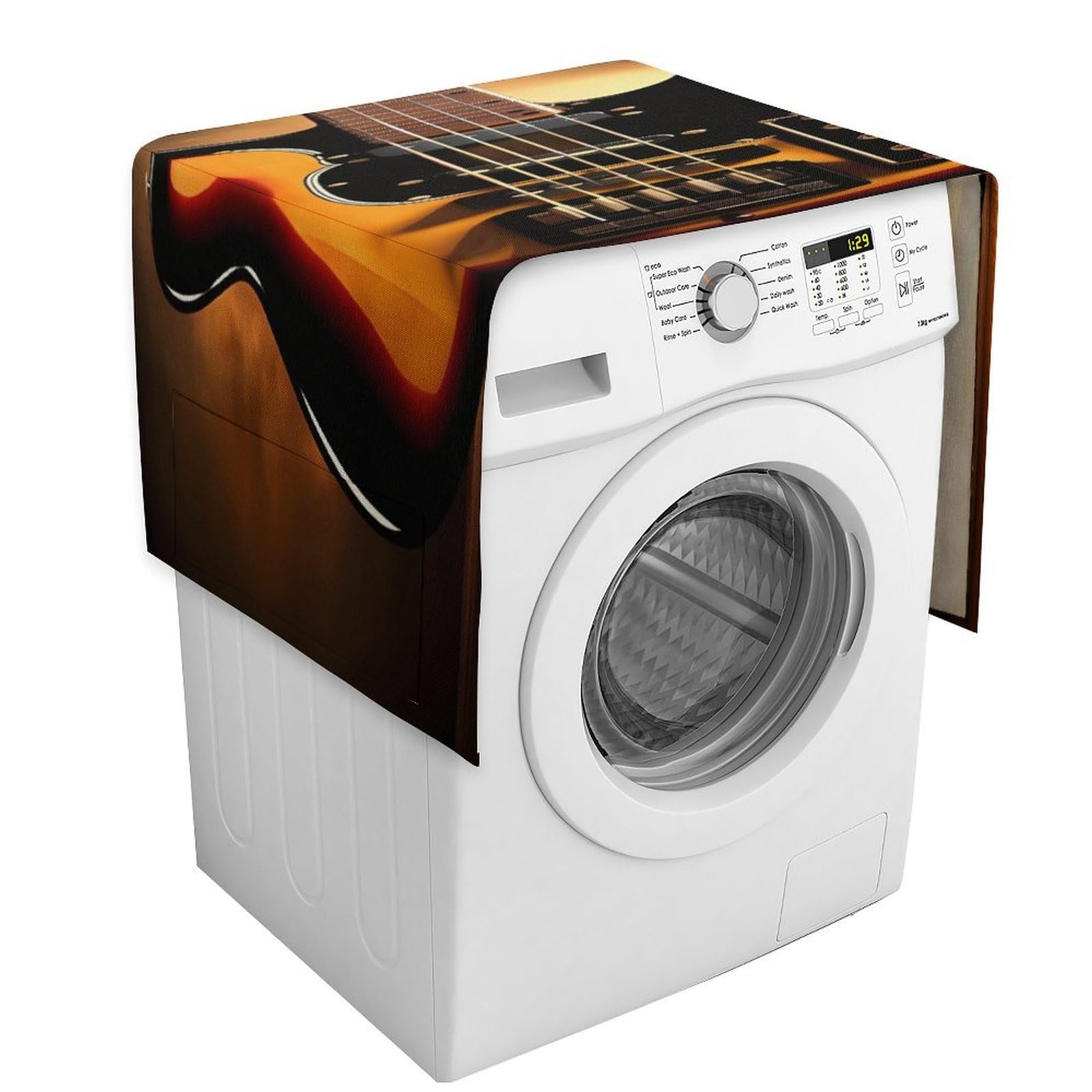 Vstadank Style Instrumental Guitar Dust Cover Dustproof Washer And Dryer Covers For The Top Fridge Dust Cover Multi-Purpose Decorative Kitchen Appliance Covers For Home Machine Protector