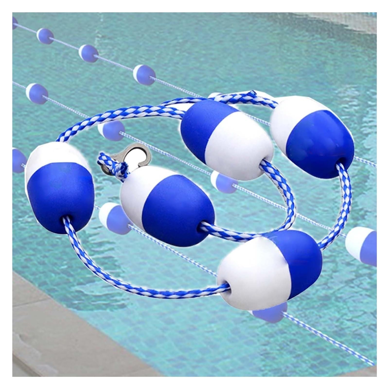 Corde de séparation de sécurité haute visibilité pour piscine avec ligne de couloir réglable, bouées flottantes et crochets résistants - Accessoires de sécurité indispensables pour système d