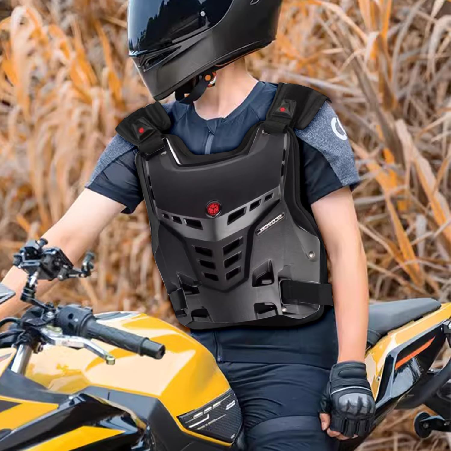 Motorcycle Street Bike Chest and Back Protector Off-Road Dirt Bike Vest Protector Motocross Armor Body Guard Vest for Racing Cycling Skiing
