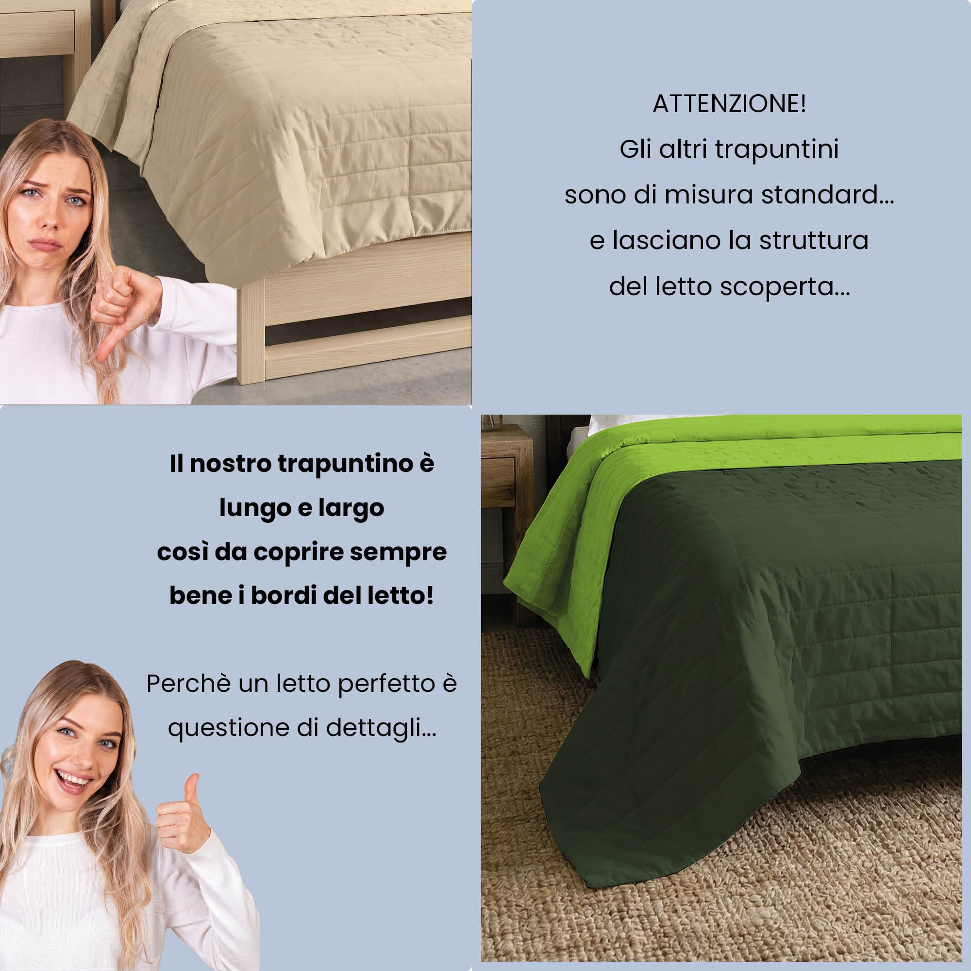 Sommer Steppdecke Apfelgrün Dunkel Grün 100% Mikrofaser 260x270cm
