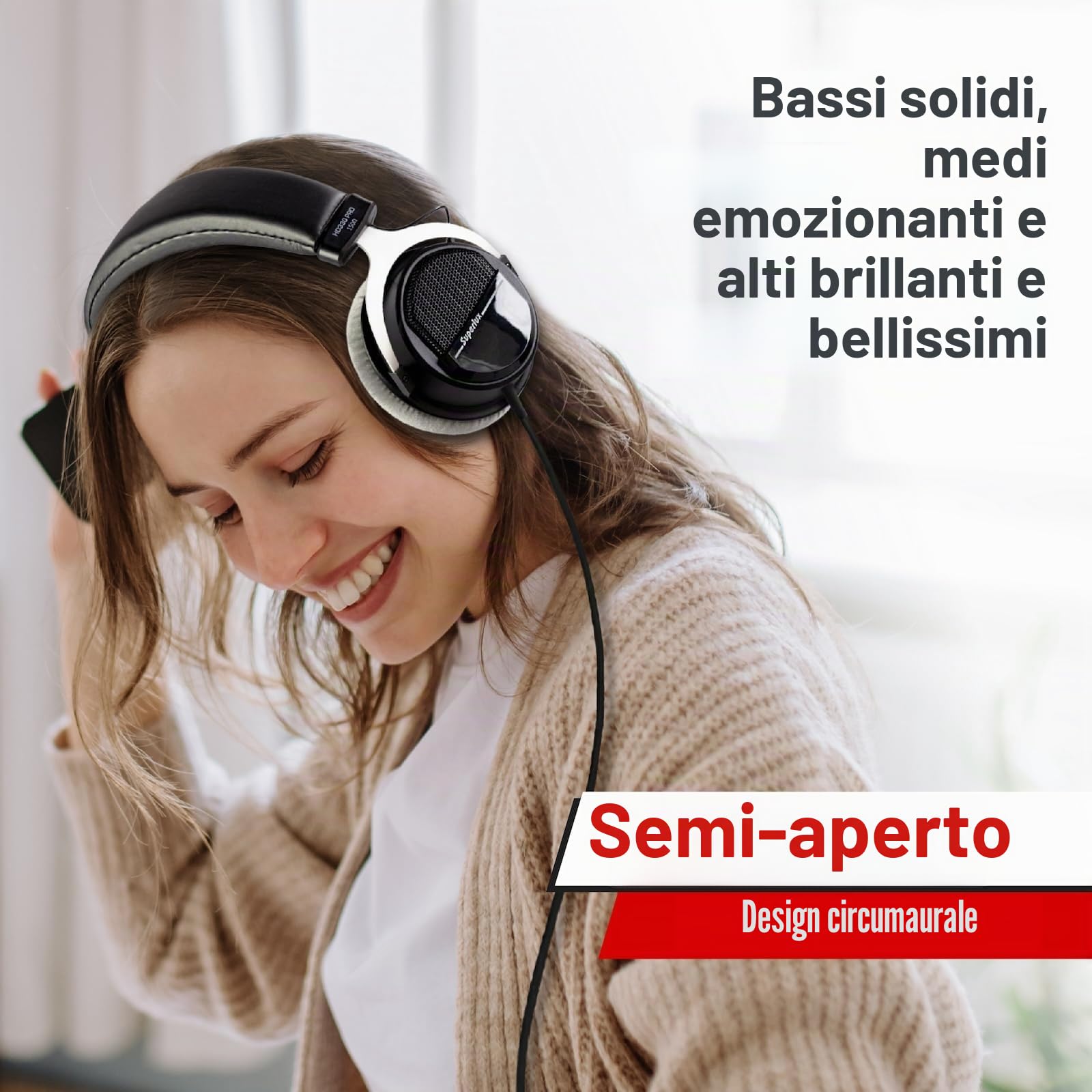 Superlux HD 330PRO, 150 ohm, cuffie over-ear professionali, semi-aperte, con driver al neodimio da 40 mm e bassi solidi, jack da 3,5 mm per registrazione di musica, podcast, monitoraggio in studio