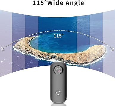 SJCAM C100 Small Thumb Action Camera, 1080P 30FPS Waterproof Sports Video Camera, WiFi Wireless 15MP Imaging with Wearable Accessories for Travel, Sports, Vlog, Weighs 1 oz,(Black)