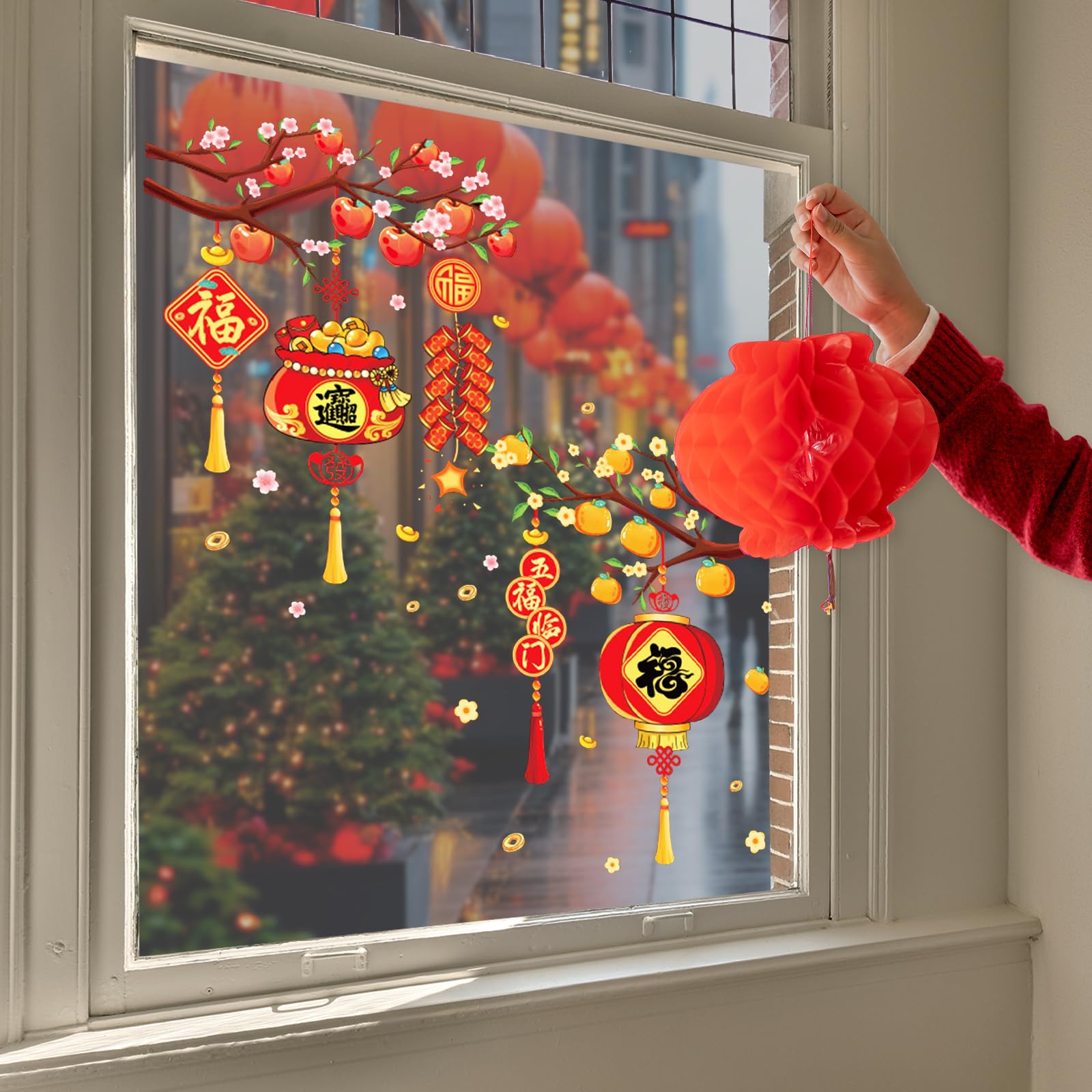 2025 Year Of Snake Window Stickers - 20PC Red Lunar New Year Static Clings Decorations