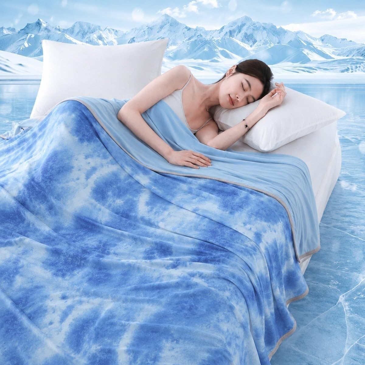 JvFbjLF Blanket – Ice-fibre, Cooling & Cover(Dark Blue)