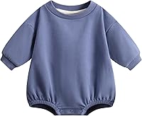 Bafeicao Organic Cotton Baby Romper - Long Sleeve Oversized Bubble Sweatshirt for Boys Girls, Warm Fall Winter 0-18M