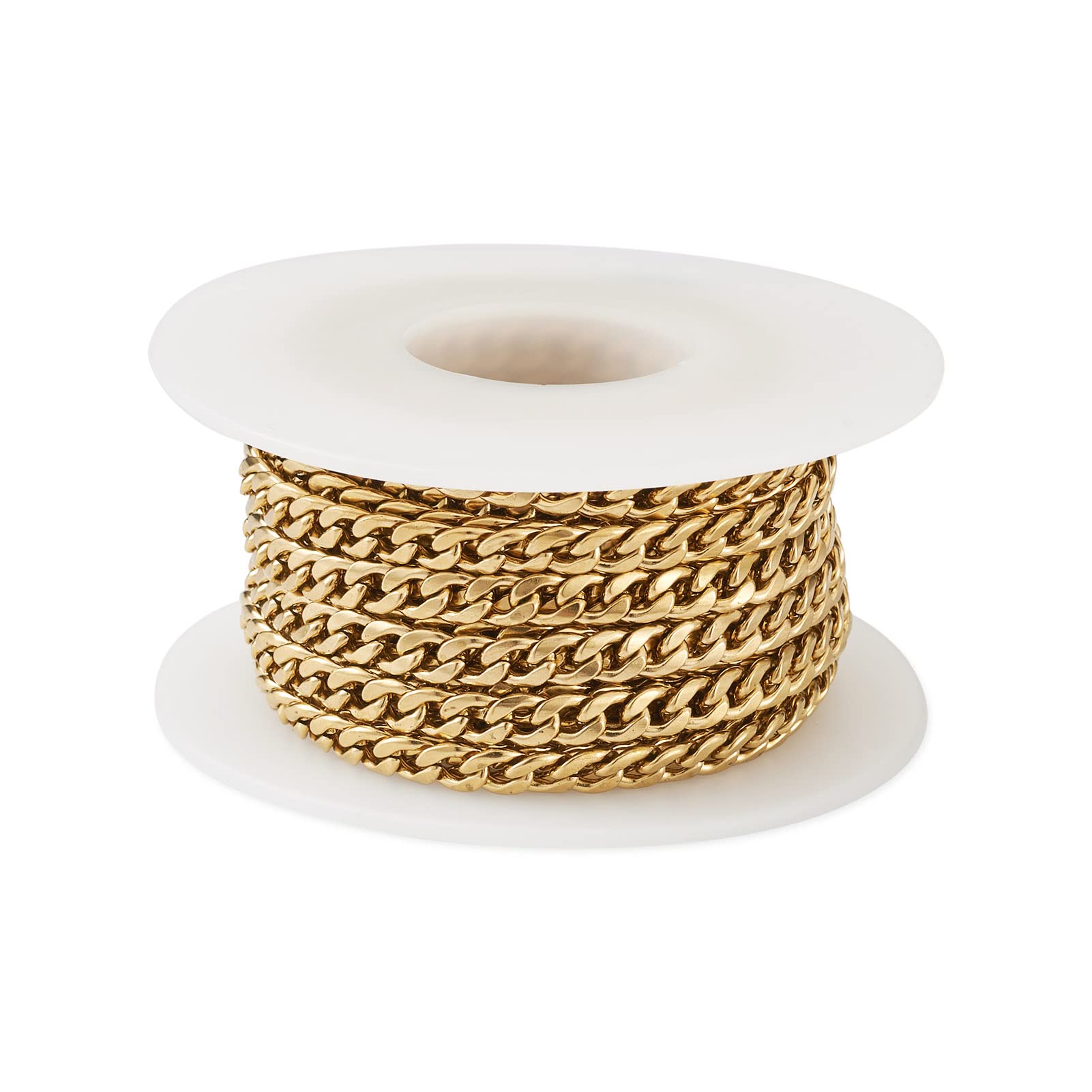 Bestewelry 5m 304 Stainless Steel Curb Chains Golden Unwelded Twisted Cable Chain with Spool for DIY Necklace Bracelet Jewelry Making