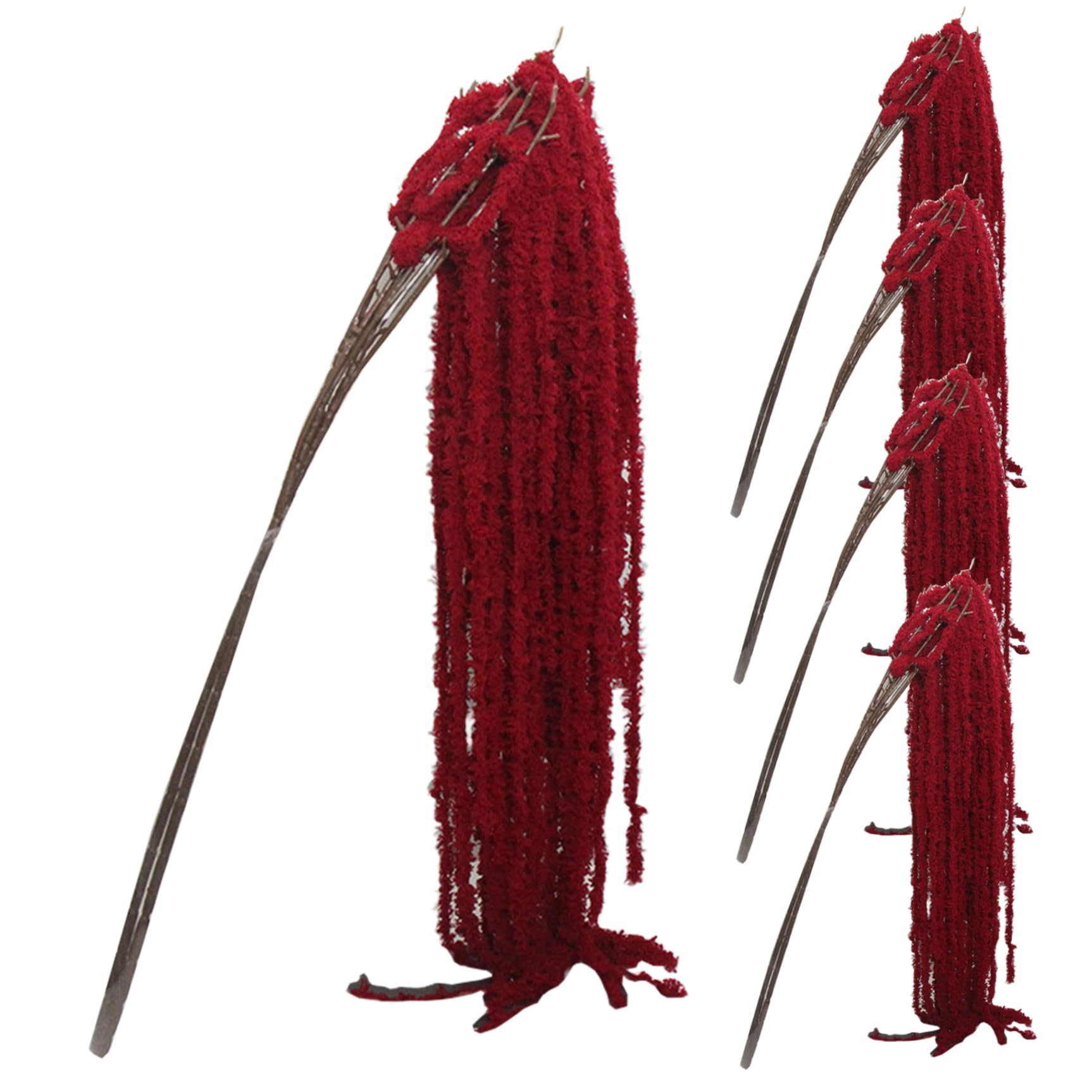 Hperu 5Pcs Dried Amaranthus Hanging Flowers 51 Inch Real Preserved Amaranthus Artificial Flower for Wedding Arch Home Wall Decor