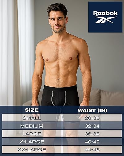 Miniatura 7 de Reebok Men's Boxer Briefs - 8 Pack Performance Mens Underwear Boxer Briefs with Fly Pouch - Underwear for Men Pack (S-XL)