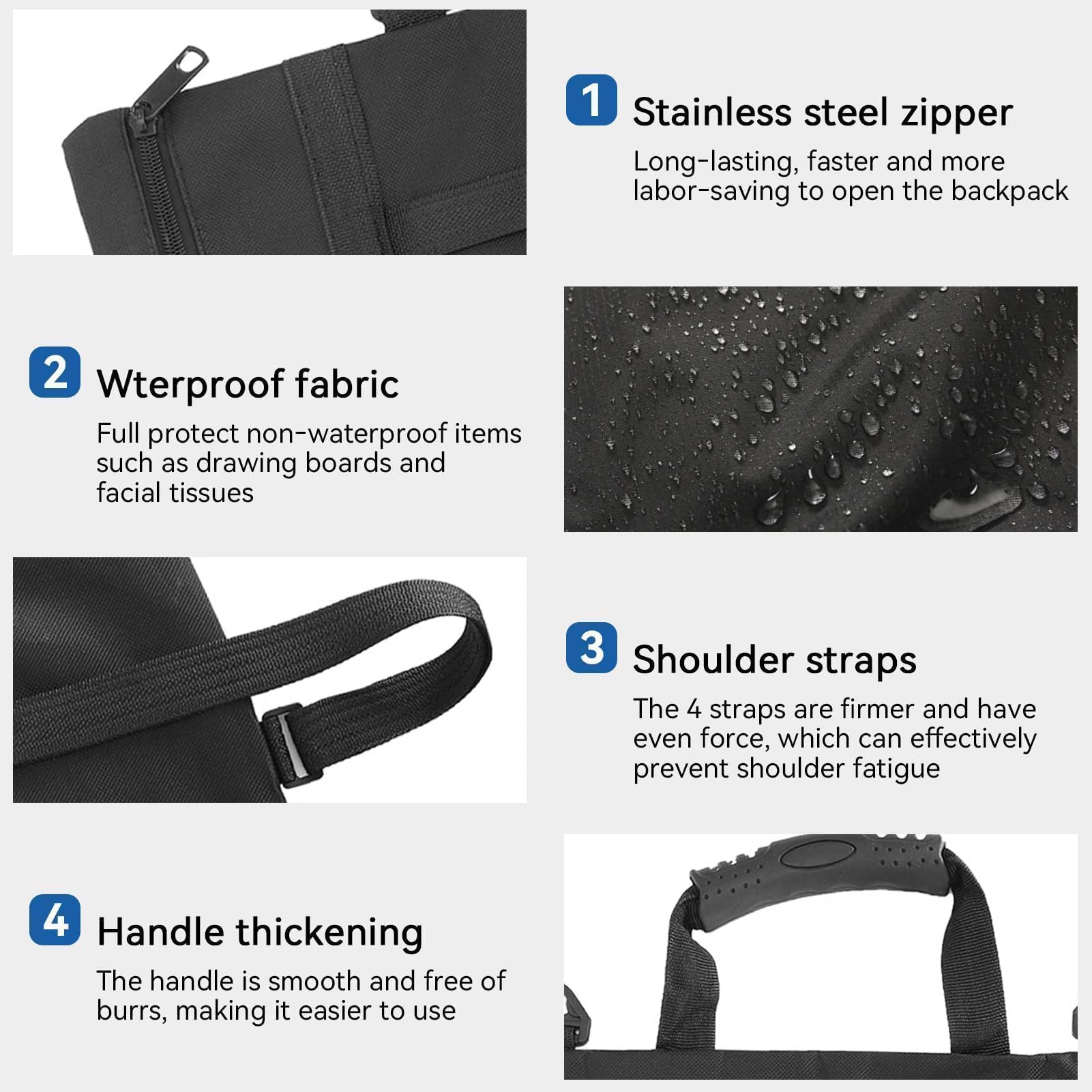 Zaino Portafolio Per Artisti - Impermeabile A3, Con Tavolo Da Disegno E Tasche Multiuso - Foto 4