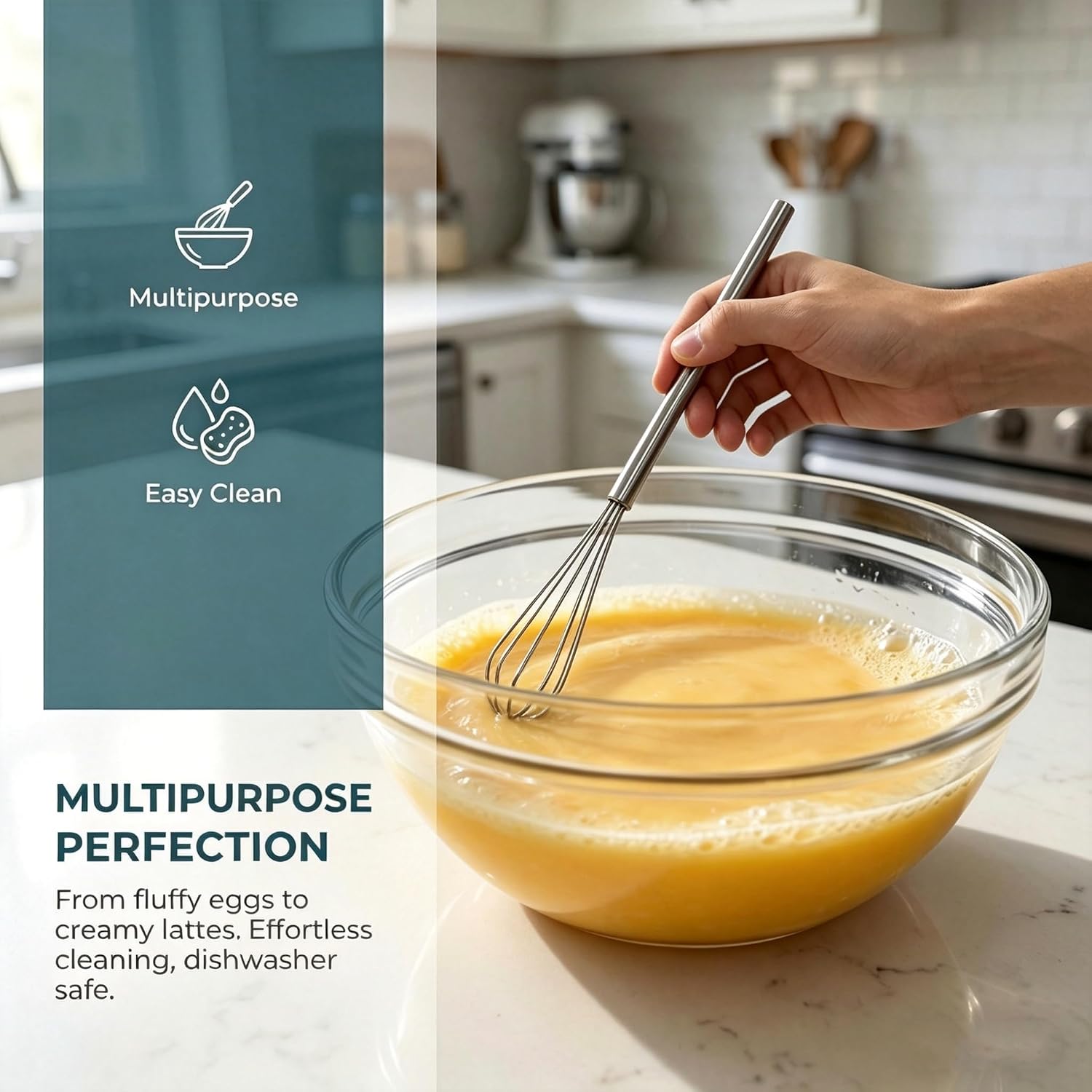 10 Inch Mini Whisk, 304 Stainless Steel Small Whisk for Cooking