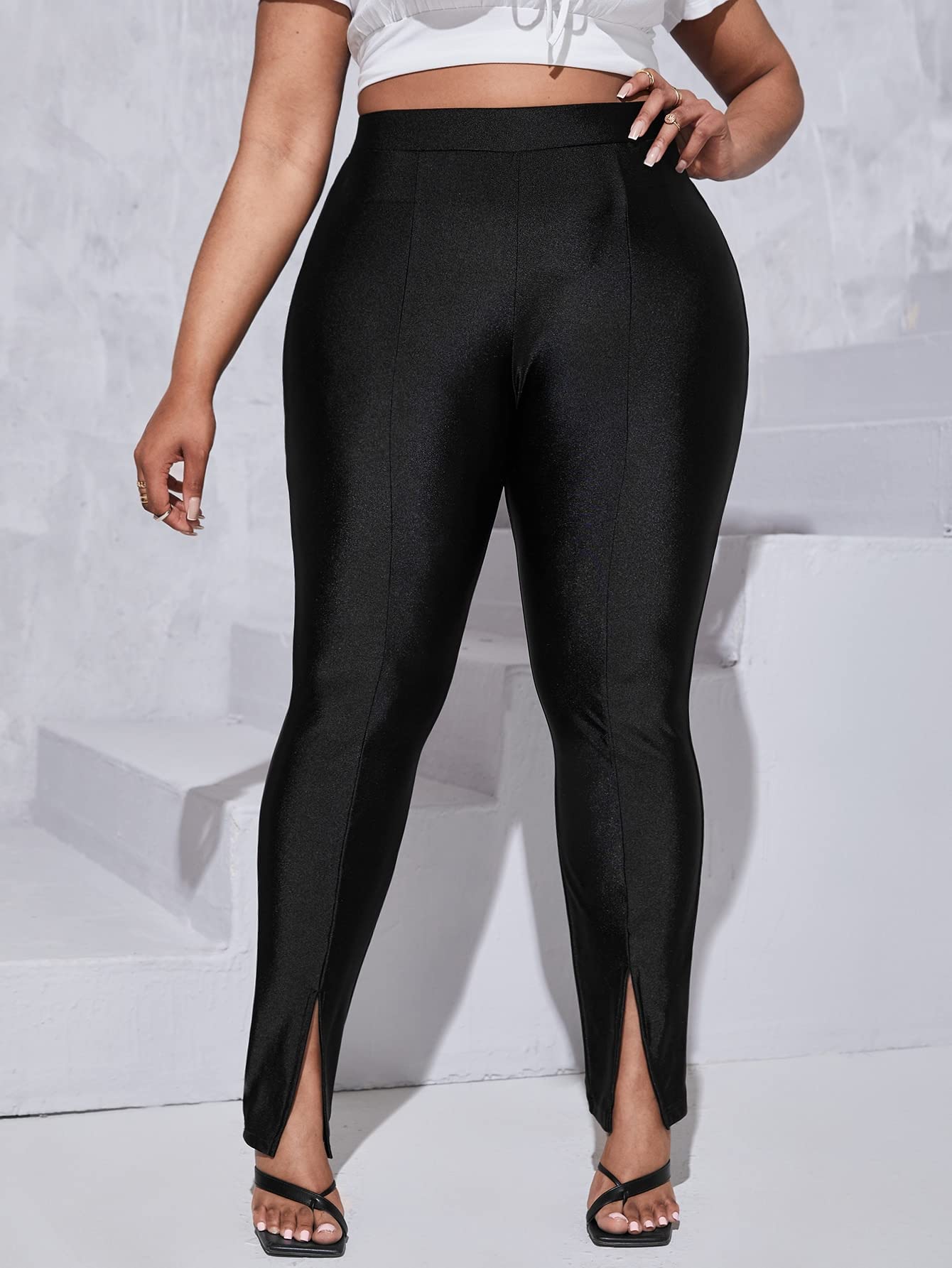 EVLTN Plus Size Pants Women Plus High Waist Split Hem Pants Plus Size Pants Women Size 4X-Large