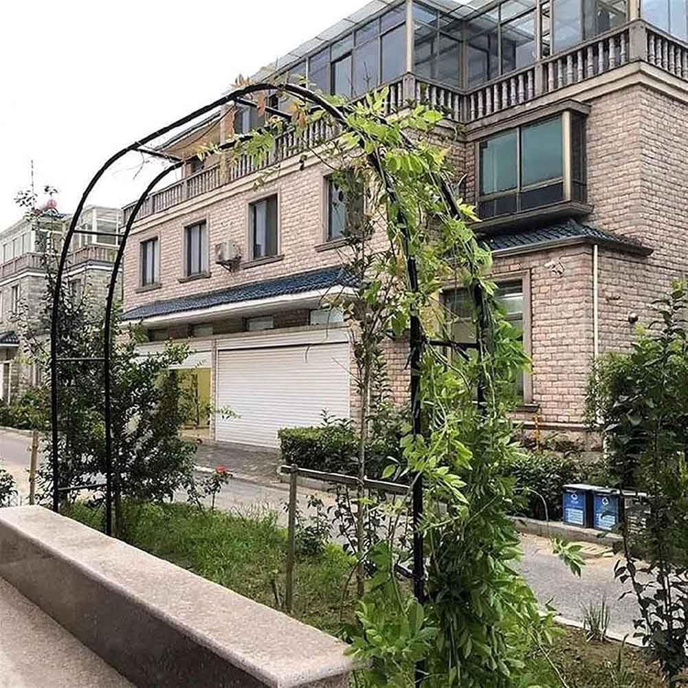 Arco da giardino in metallo robusto per rose, 1,4 m/1,8 m/2,4 m/3 m/3,5 m, elegante arco per pergola nero perfetto per matrimoni all'aperto e supporto per piante larghezza 1,8 m x altezza 2,2 m