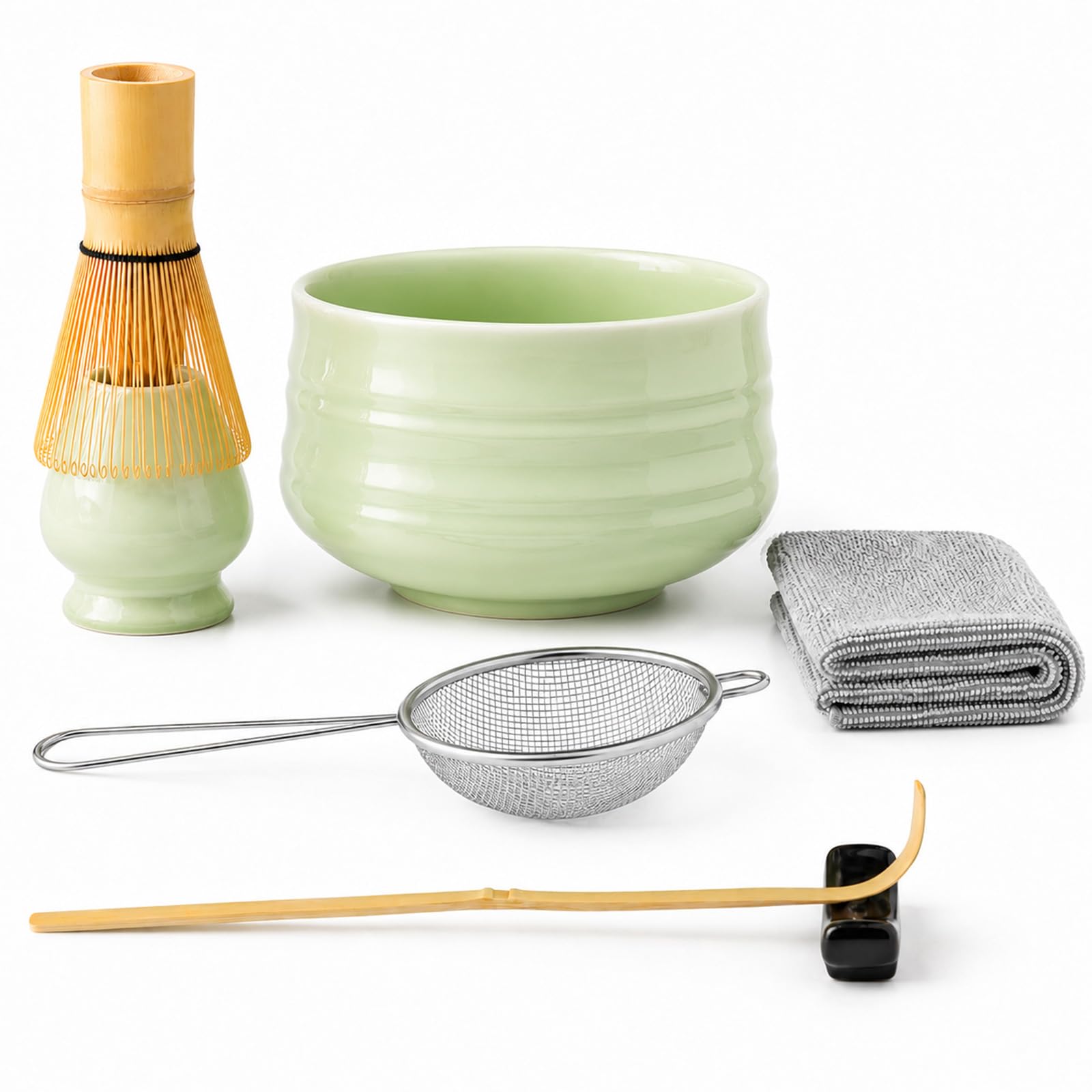 7 Pcs Matcha Set, Matcha Kit for Ceremony, Matcha Tea Set for Making Latte, Japanese Matcha Ceremony Kit, Matcha Whisk Set and Bowl(chawan) with All Accessories