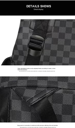 Miniatura 5 de Mochila de cuero negro Mochila escolar Mochila para laptop Mochila de viaje de negocios Mochila multifuncional (negro 1)