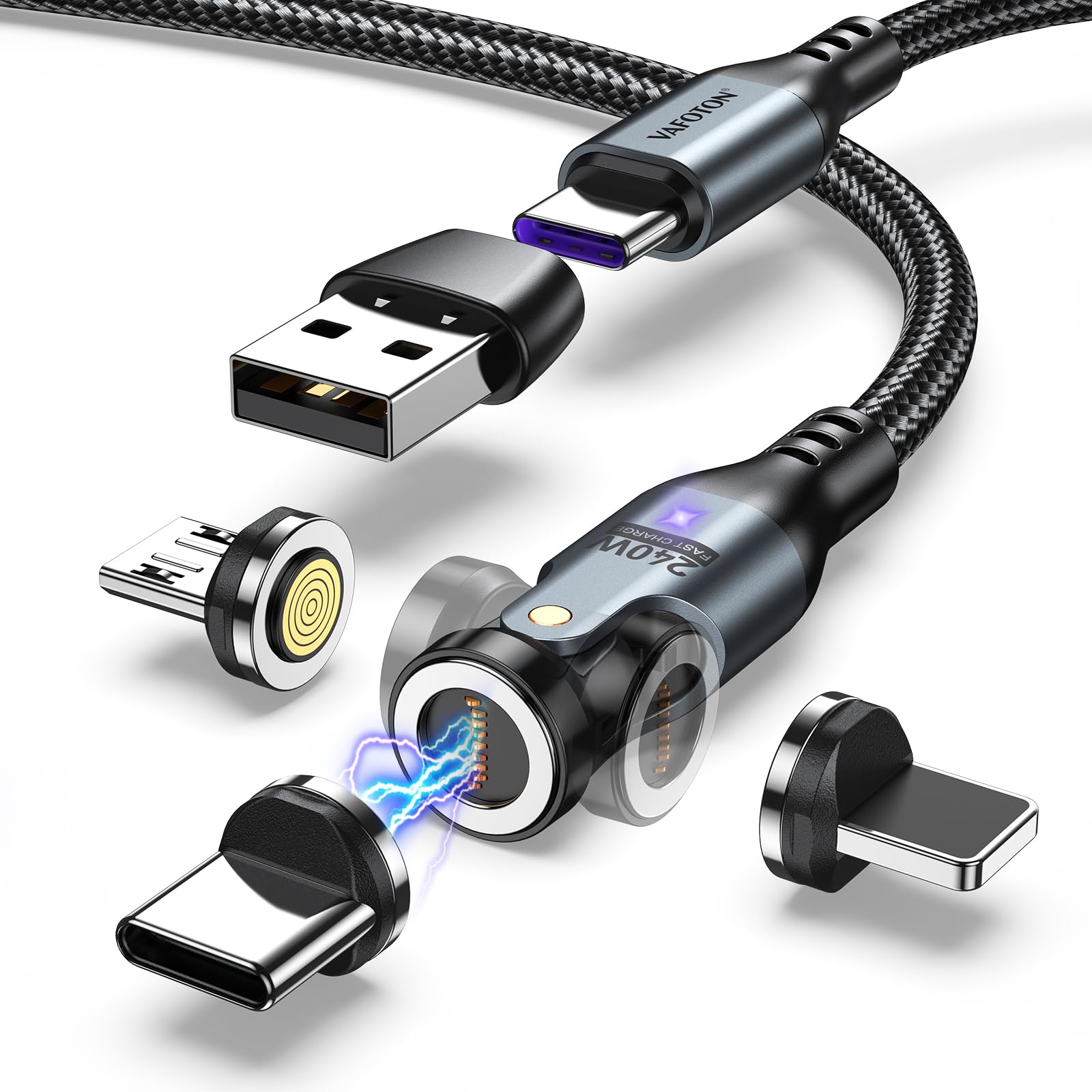 VAFOTON Adaptateur Magnétique USB C 240W, Adaptateur USB C