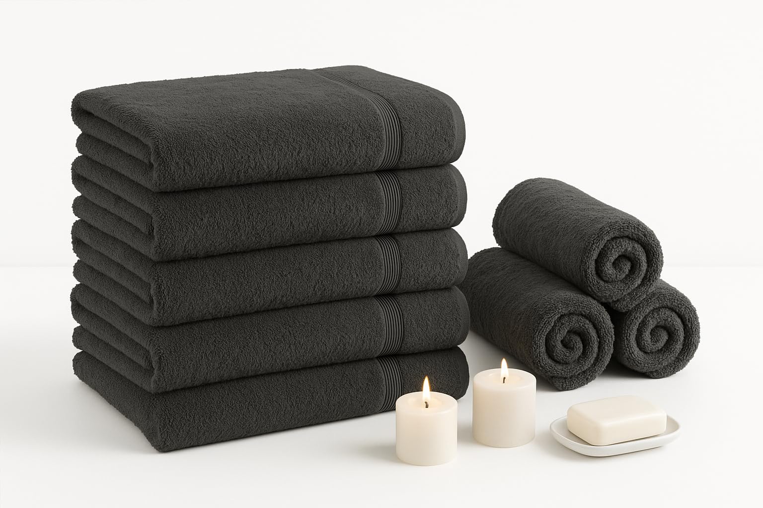 Diamond Tex Egyptian Multicolour Towels - Super Soft Luxury Bath Towels Large - 600 GSM Lint Free Fast Drying Towel for Gym Salon, Spa & Hotel Quality (2, Charcoal)