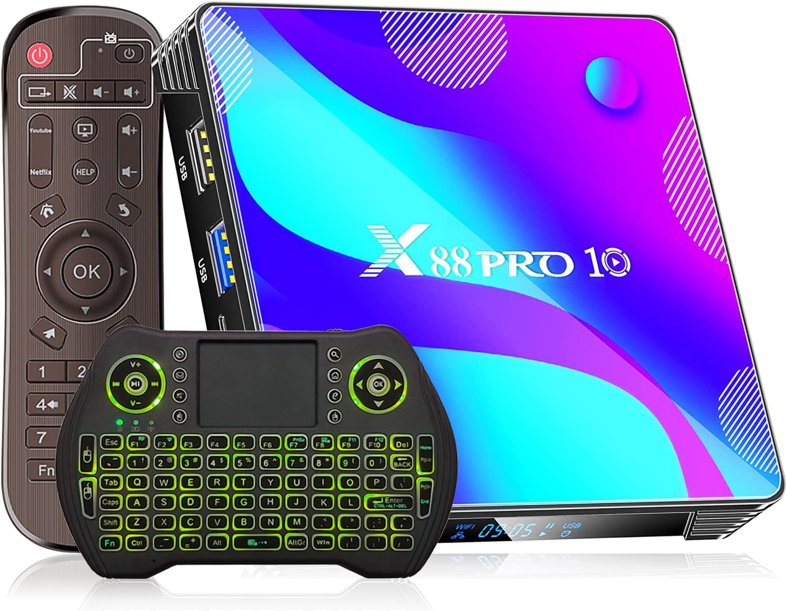 EASYTONEAndroid 11.0 TV Box 2025, Android Box 2GB RAM 16GB ROM RK3318 Quad Core 4K TV Box Support 2.4G+5G WiFi Ethernet 100M BT4.0 3D 4K HD Output Smart Box for TV with Mini Wireless Keyboard