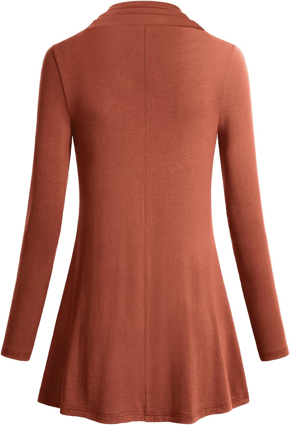 Miusey Women's Long Sleeve Cowl Neck Form Fitting Casual Tunic Top Blouse - Image 2